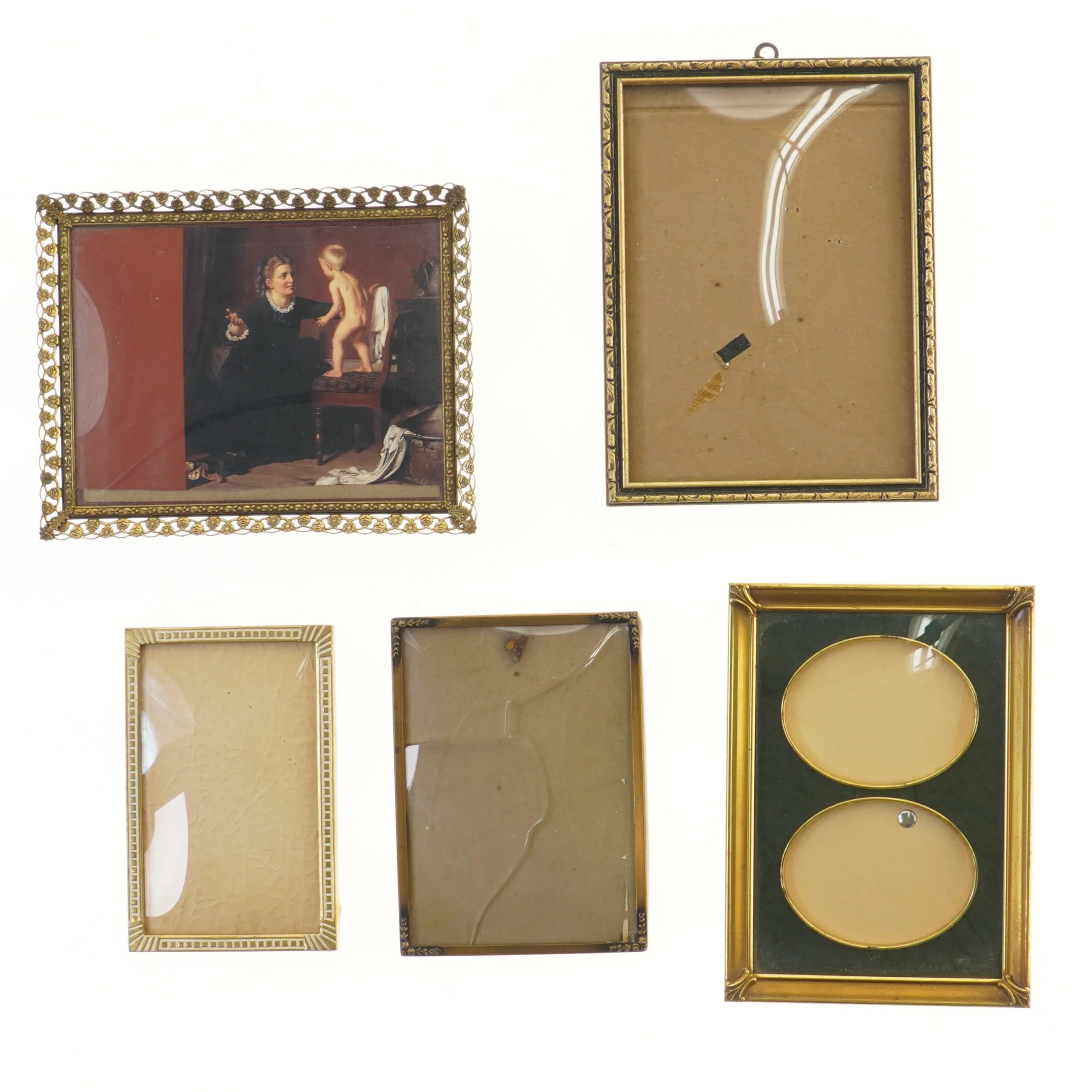 Samling af billedrammer (str. 5 stk 14,5-19,5 cm)