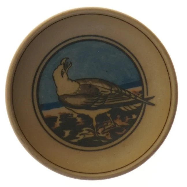 Keramisk skål med fuglemotiv (str. Ø 12 cm)