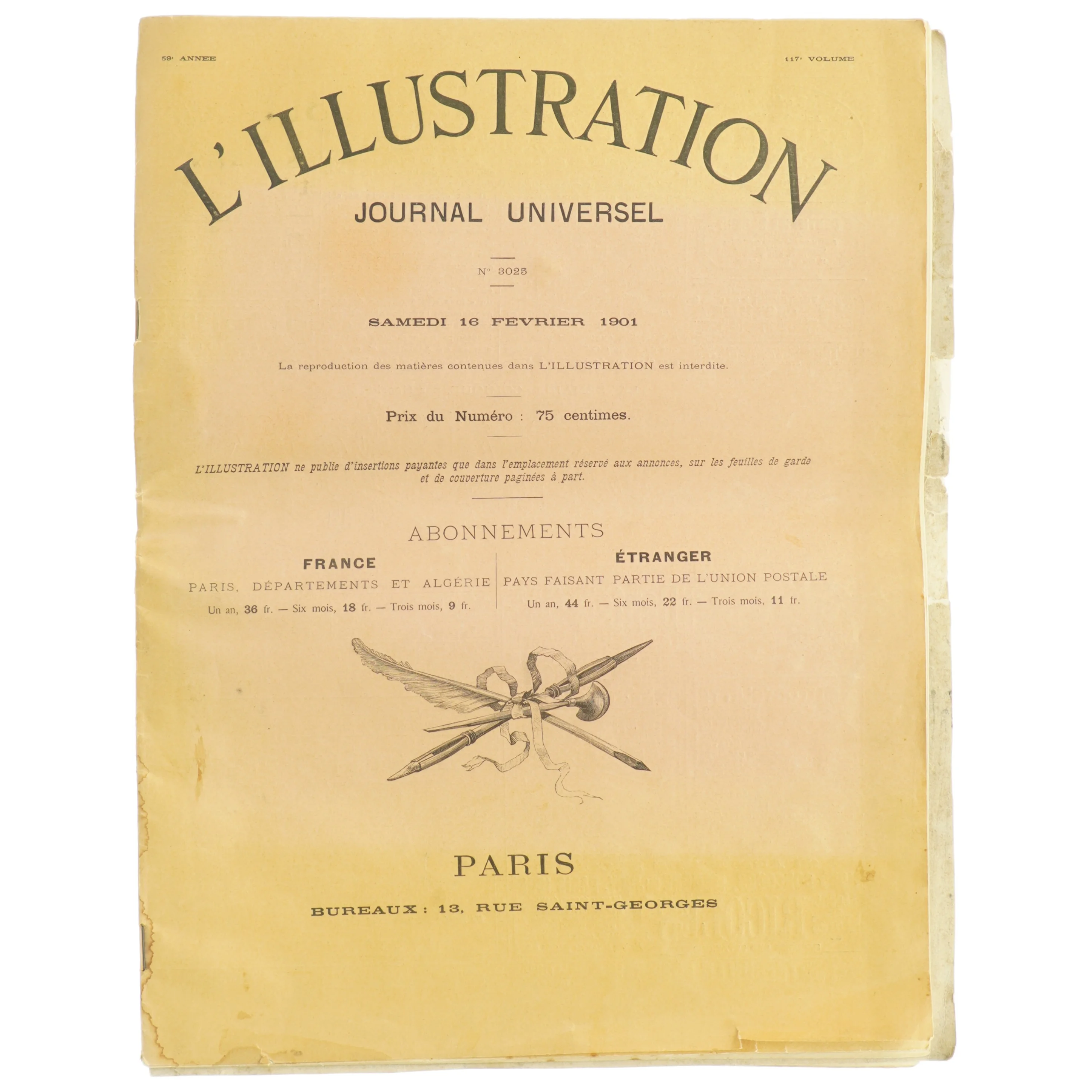 Gammel avis 'L'Illustration' fra 1901 (str. 41 x. 32 cm)