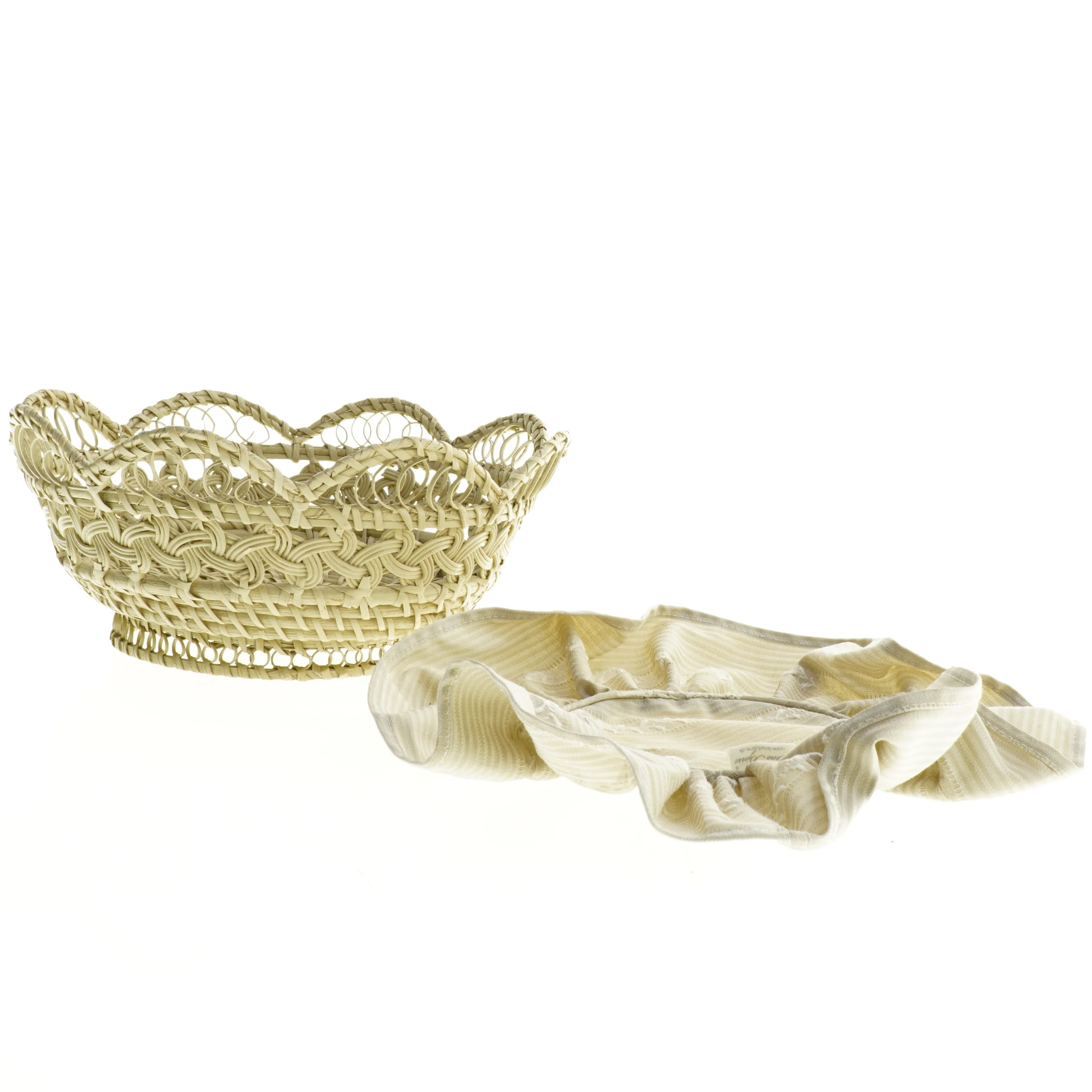 Flettet brødkurv med stofbeklædning fra Lene Bjerre (str. 26 x 11 cm)