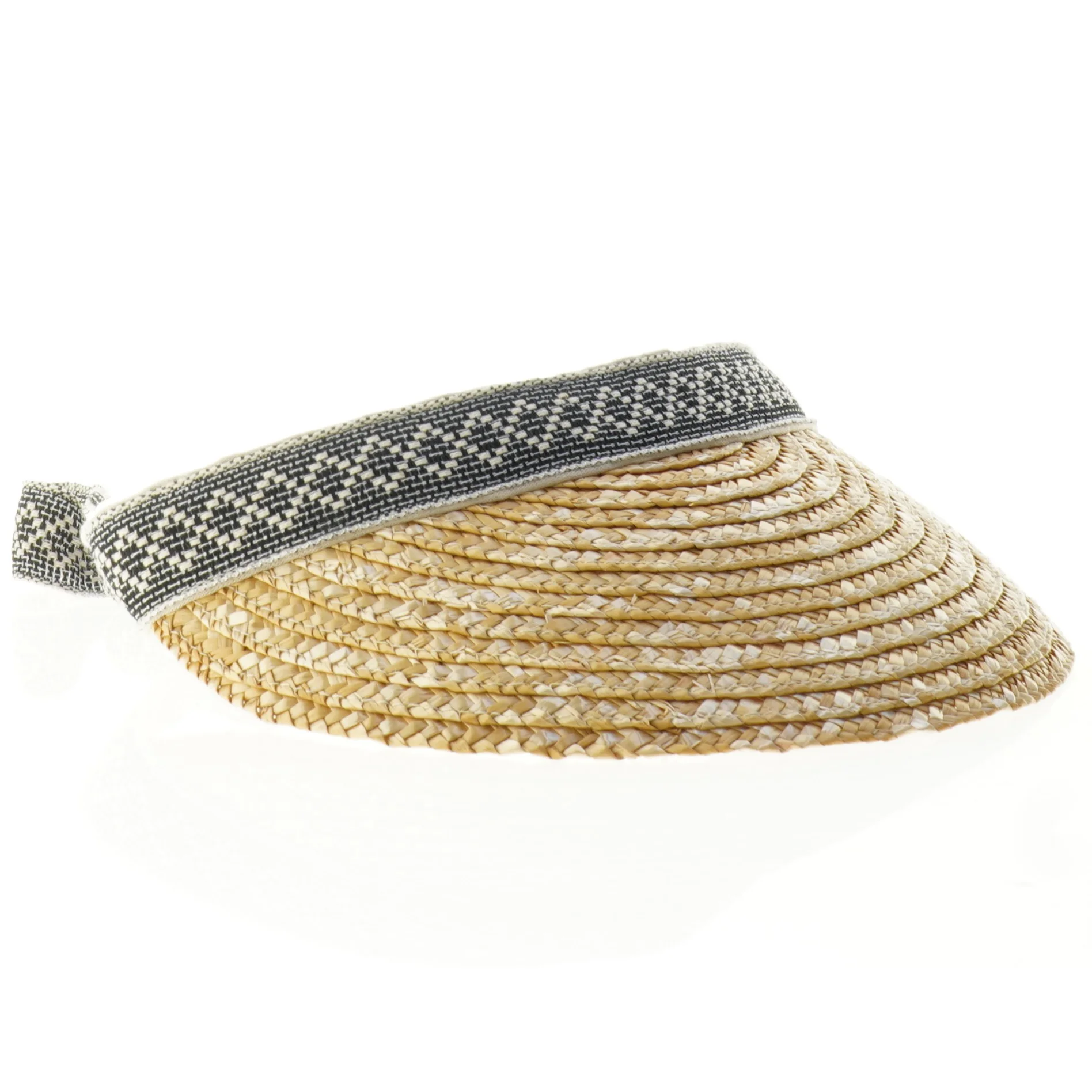 Flettet solhat med bindebånd (str. 27 x 22 cm)