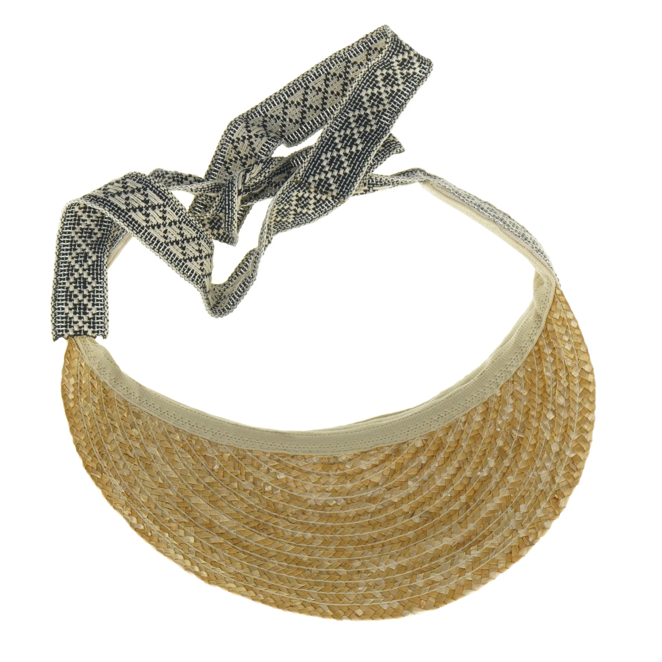 Flettet solhat med bindebånd (str. 27 x 22 cm)