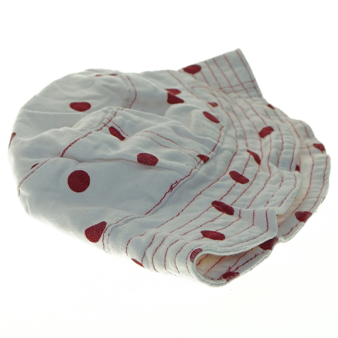 Hvid bølle hat med røde prikker (str. Ø. 24 cm)