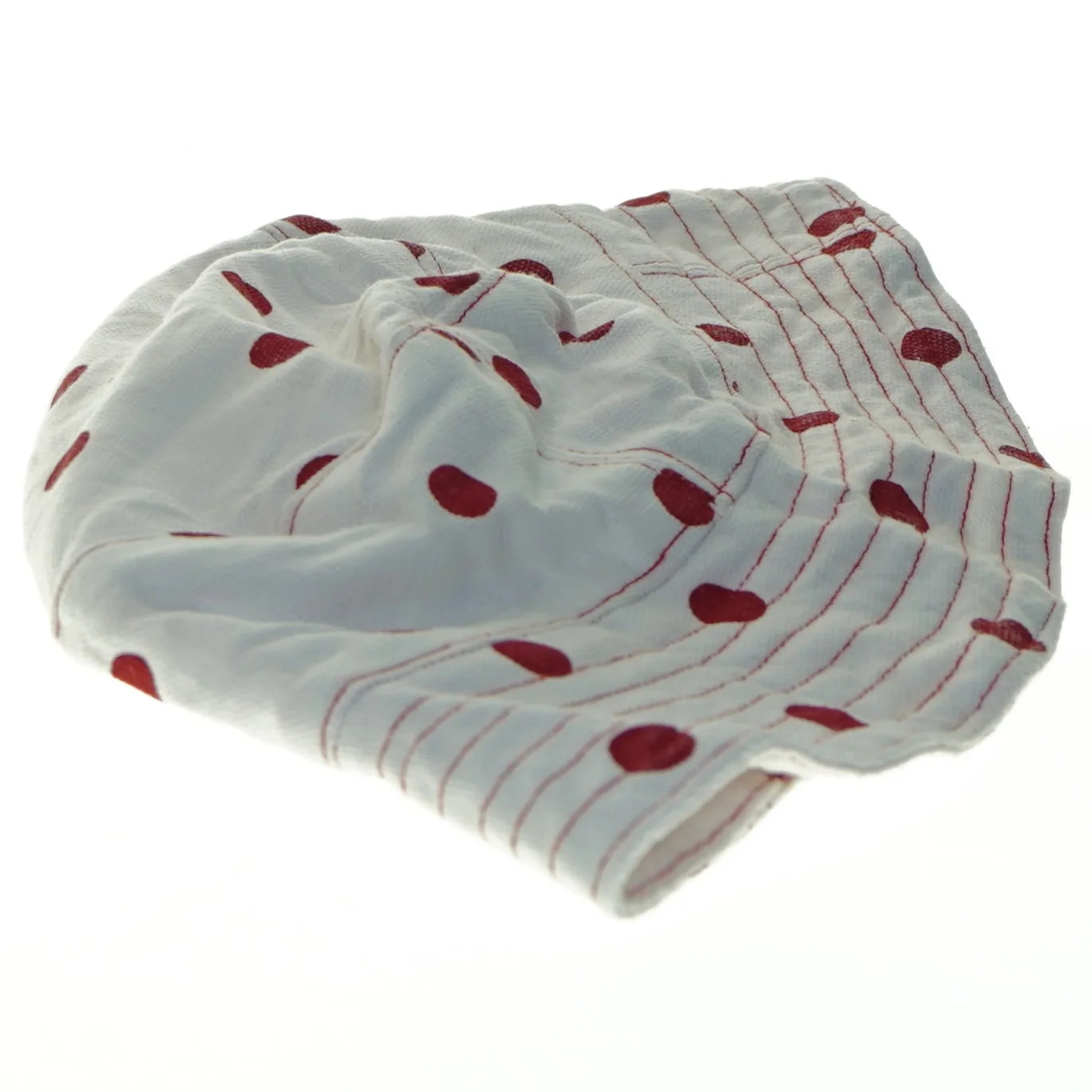 Hvid bølle hat med røde prikker (str. Ø. 24 cm)