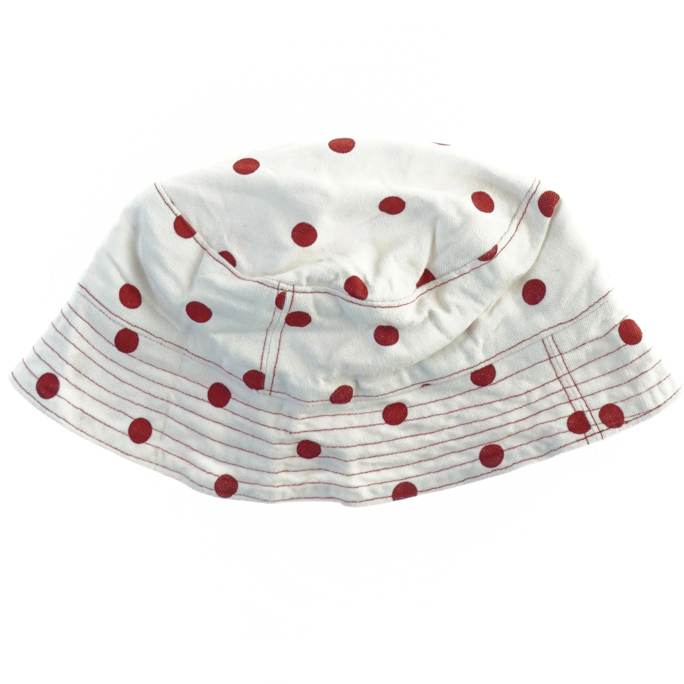 Hvid bølle hat med røde prikker (str. Ø. 24 cm)