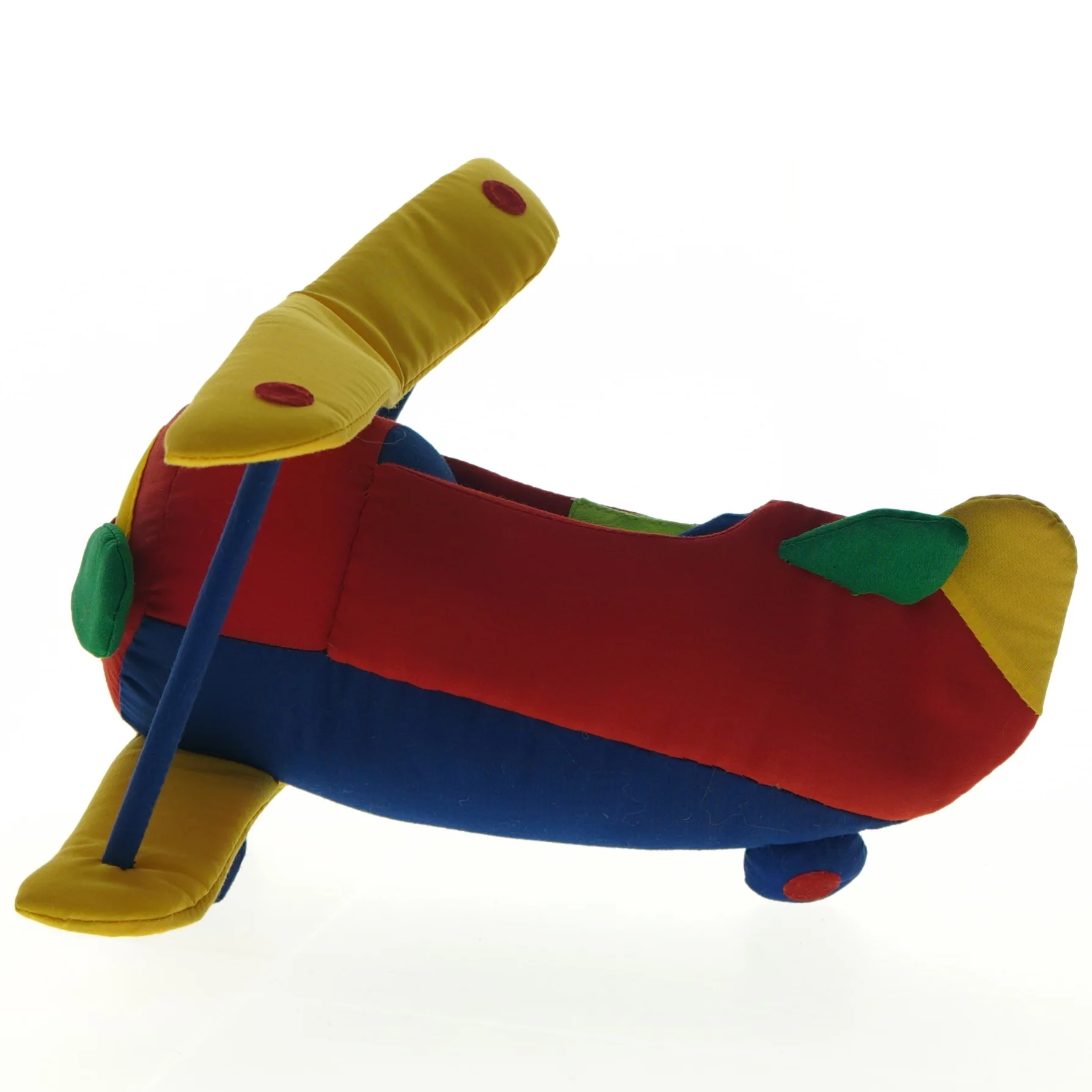 Farverig stoflegetøjs flyvemaskine (str. 23 cm)