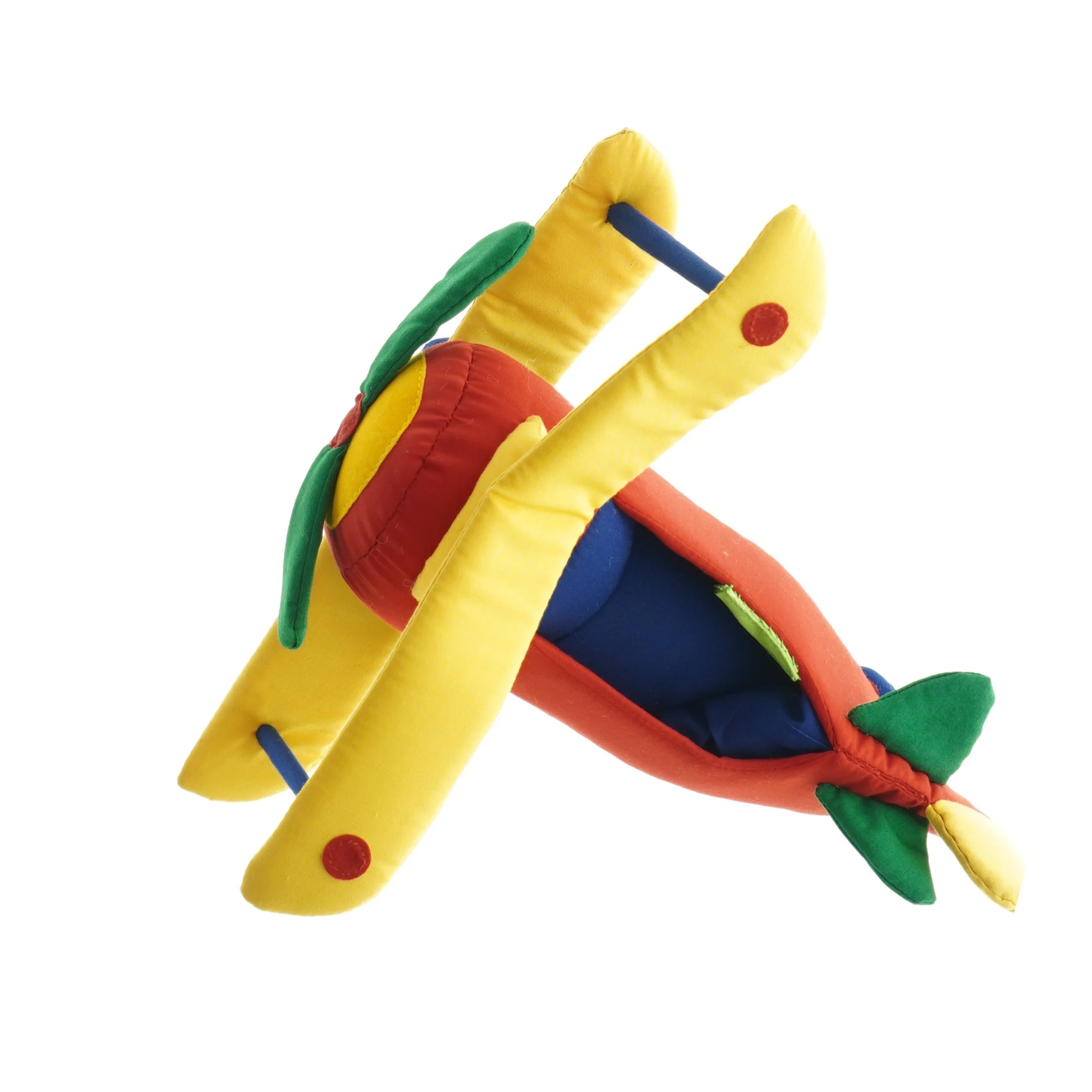 Farverig stoflegetøjs flyvemaskine (str. 23 cm)