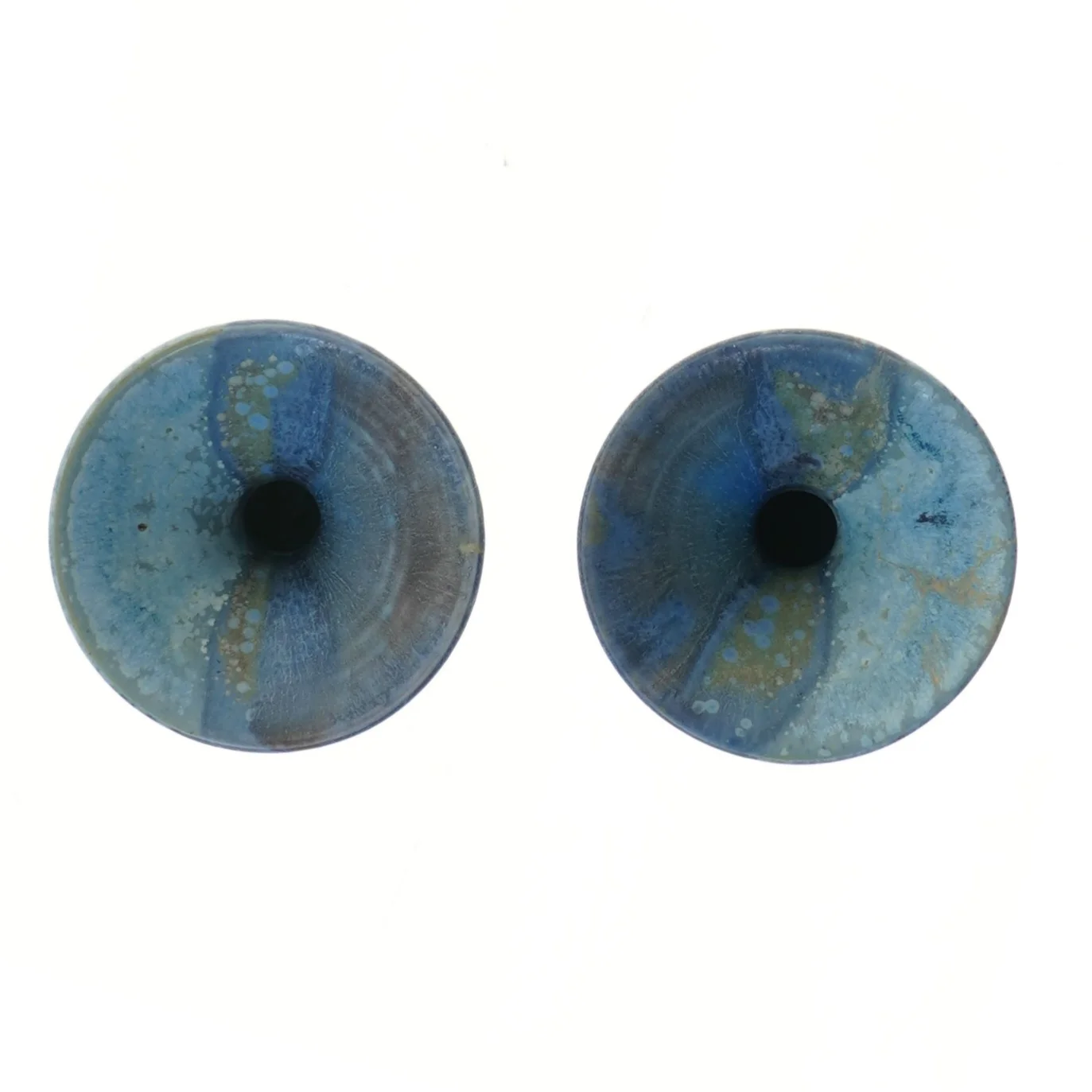 Blå keramiklysestager, Dorte Visby Keramik (str. 2 stk Ø 11 cm længde 10,5 cm)