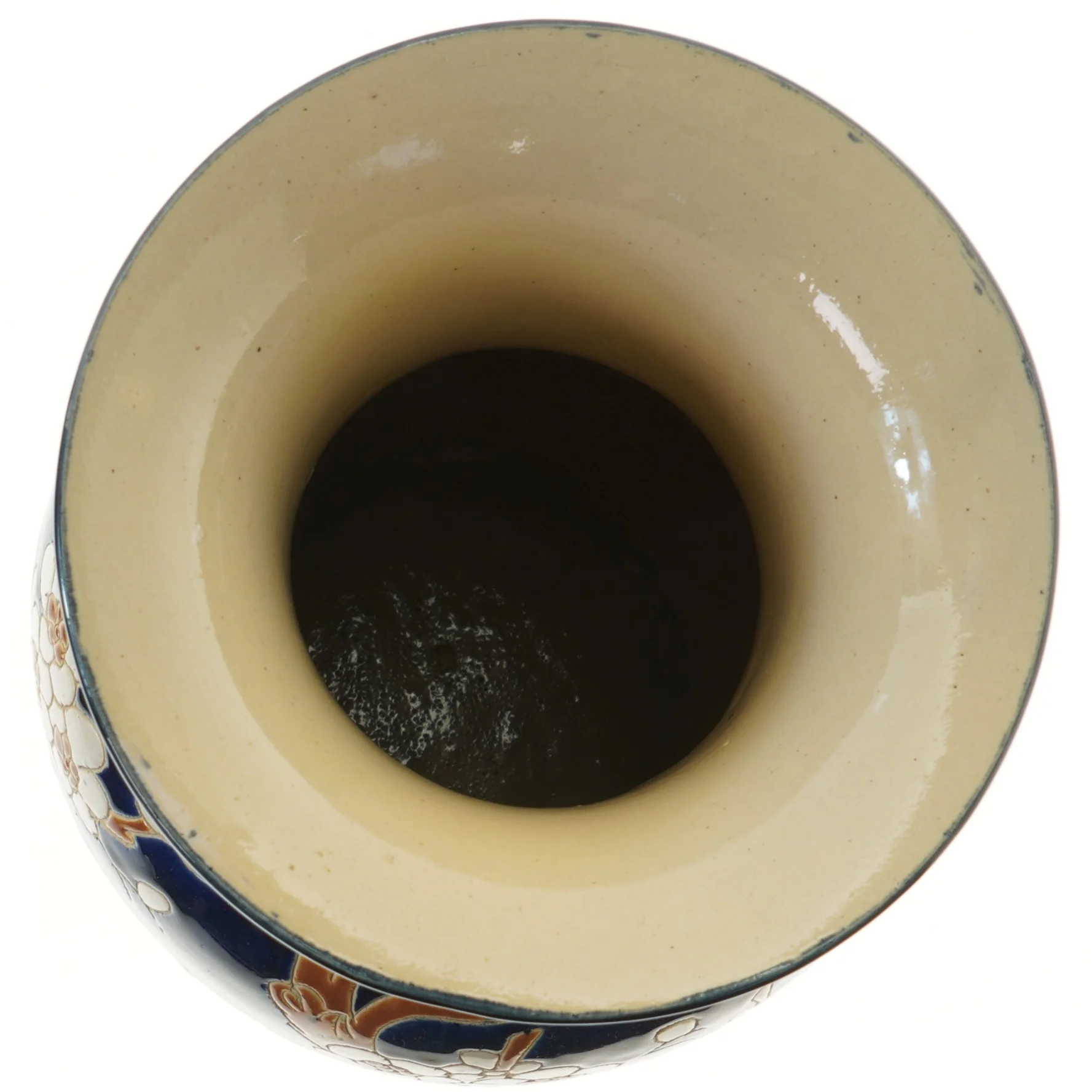 keramik vase med blomstermotiv (str. 50 cm)