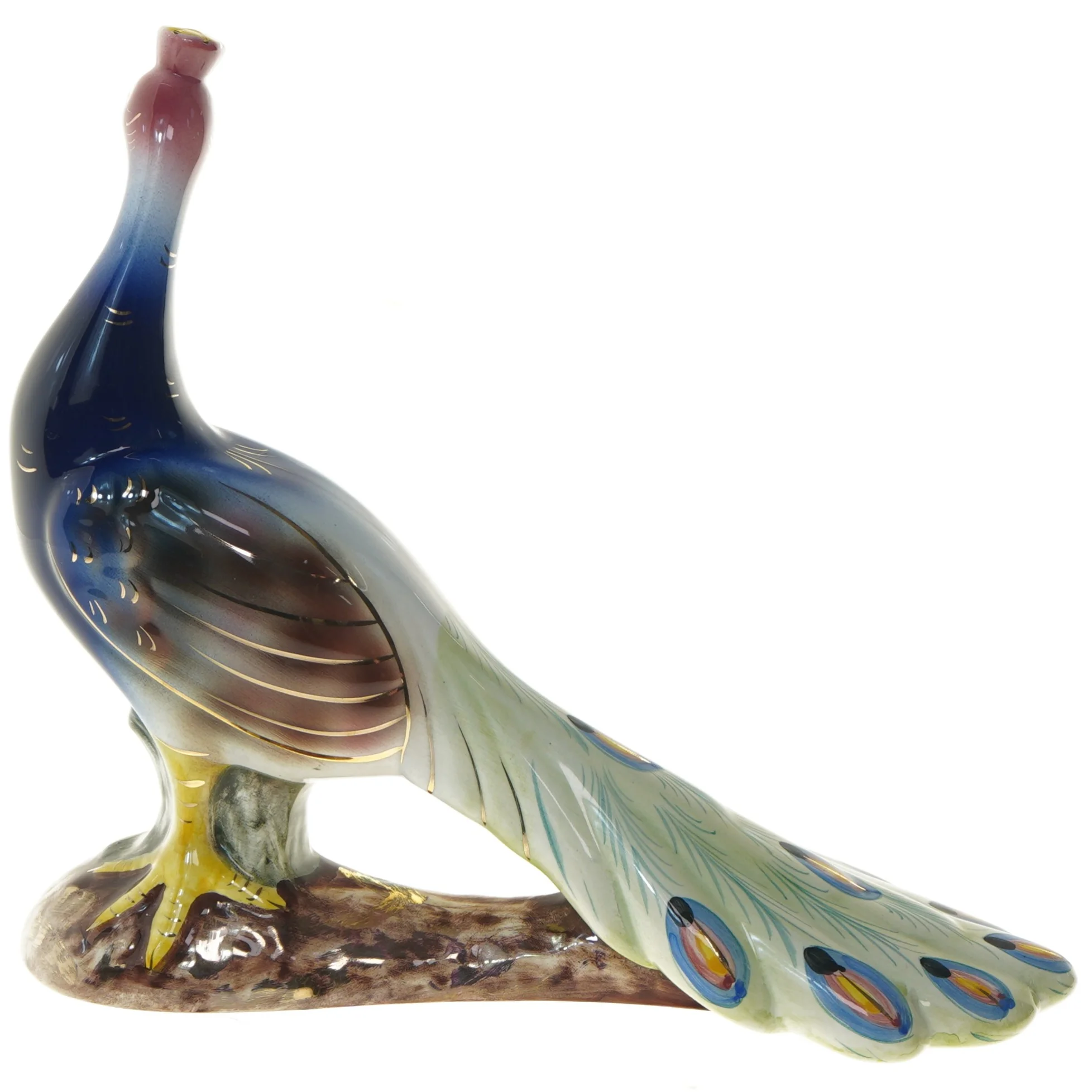 Porcelænsfigur af påfugl fra Alcobaca (str. 30x26x8 cm)