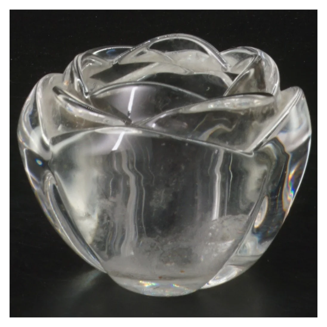 Glas lysestage formet som blomst (str. 10x8 cm)