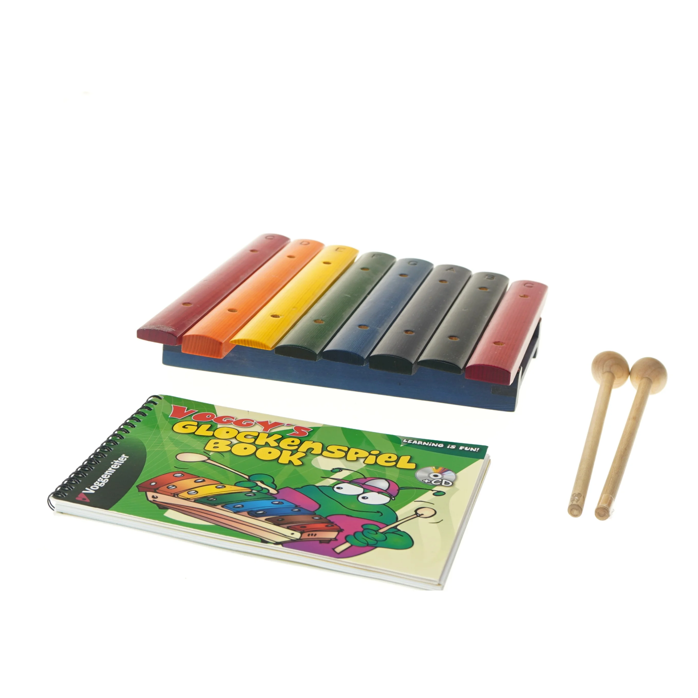 Farverigt klokkespil med læringsbog (str. 23x24,5 cm)