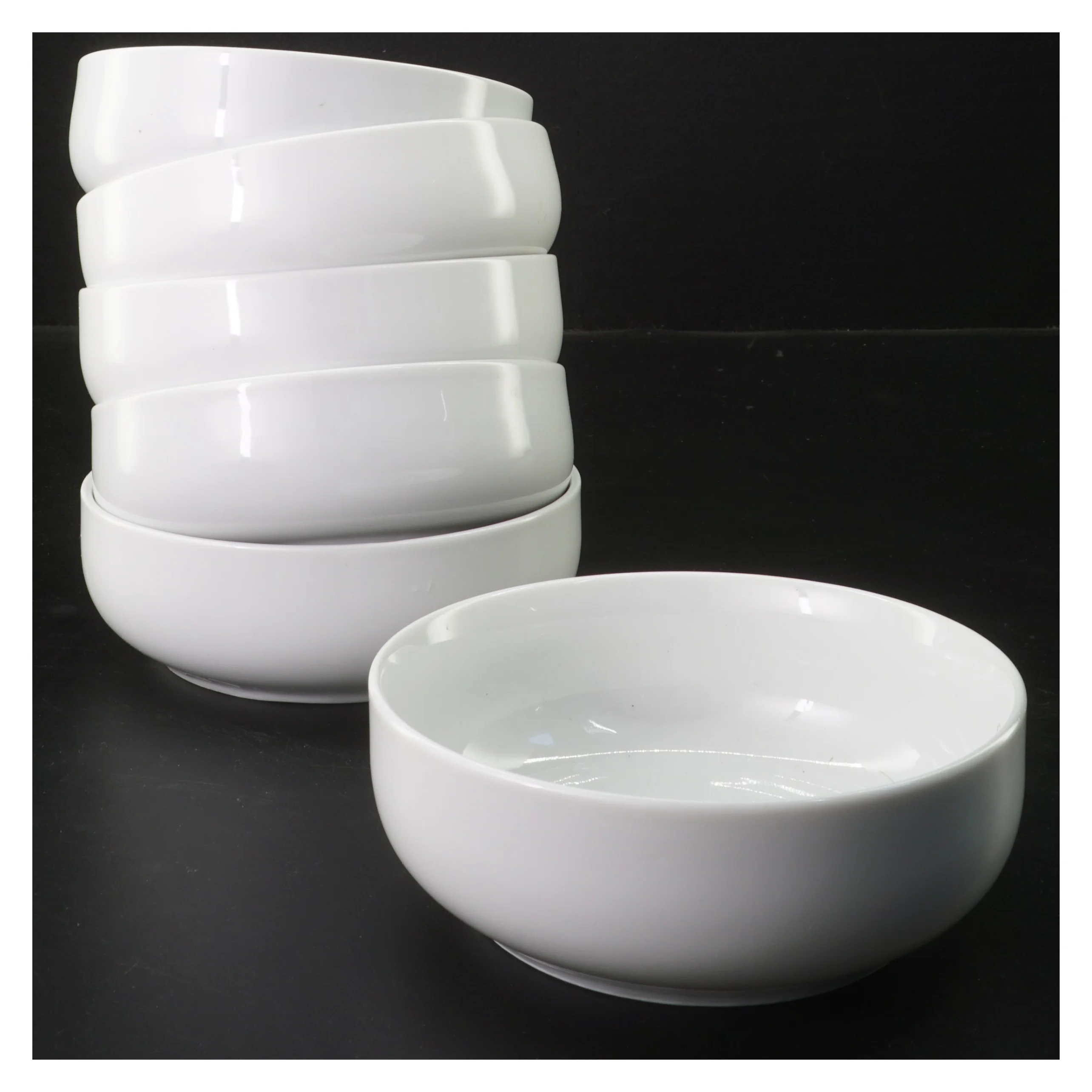 Sæt med 6 hvide skåle (str. 6 stk Ø 13 cm)