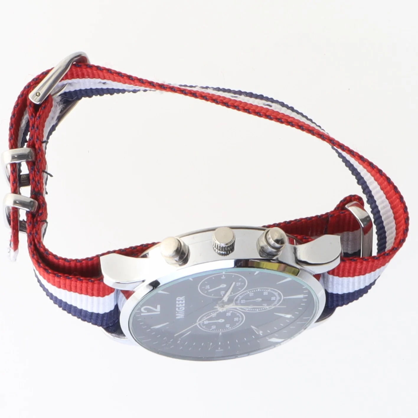 MiGEER ur med flerfarvet stofrem fra Migeer (str. Ø 4,5 cm)