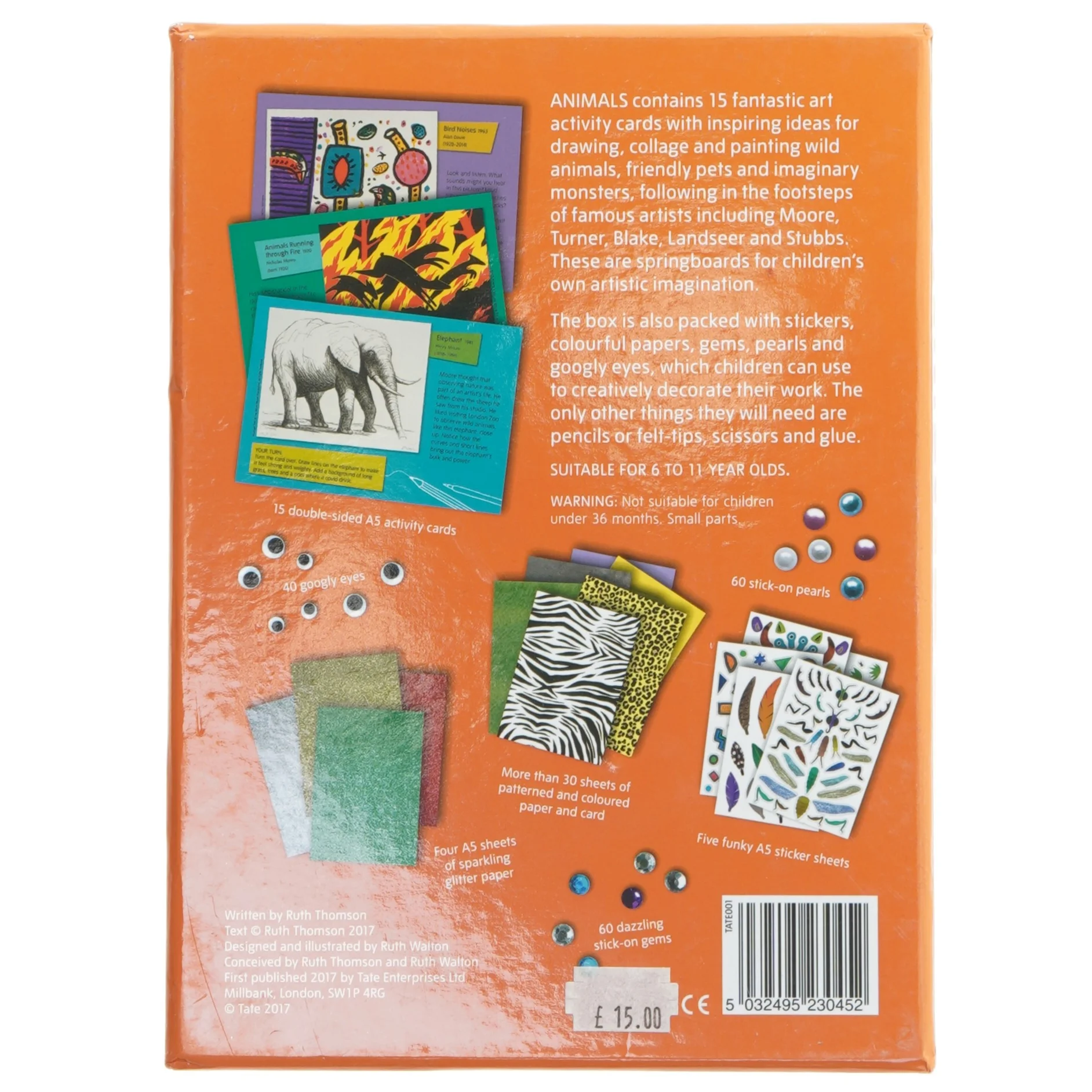 15 kunstaktivitet kort om dyr (str. 23x17 cm)