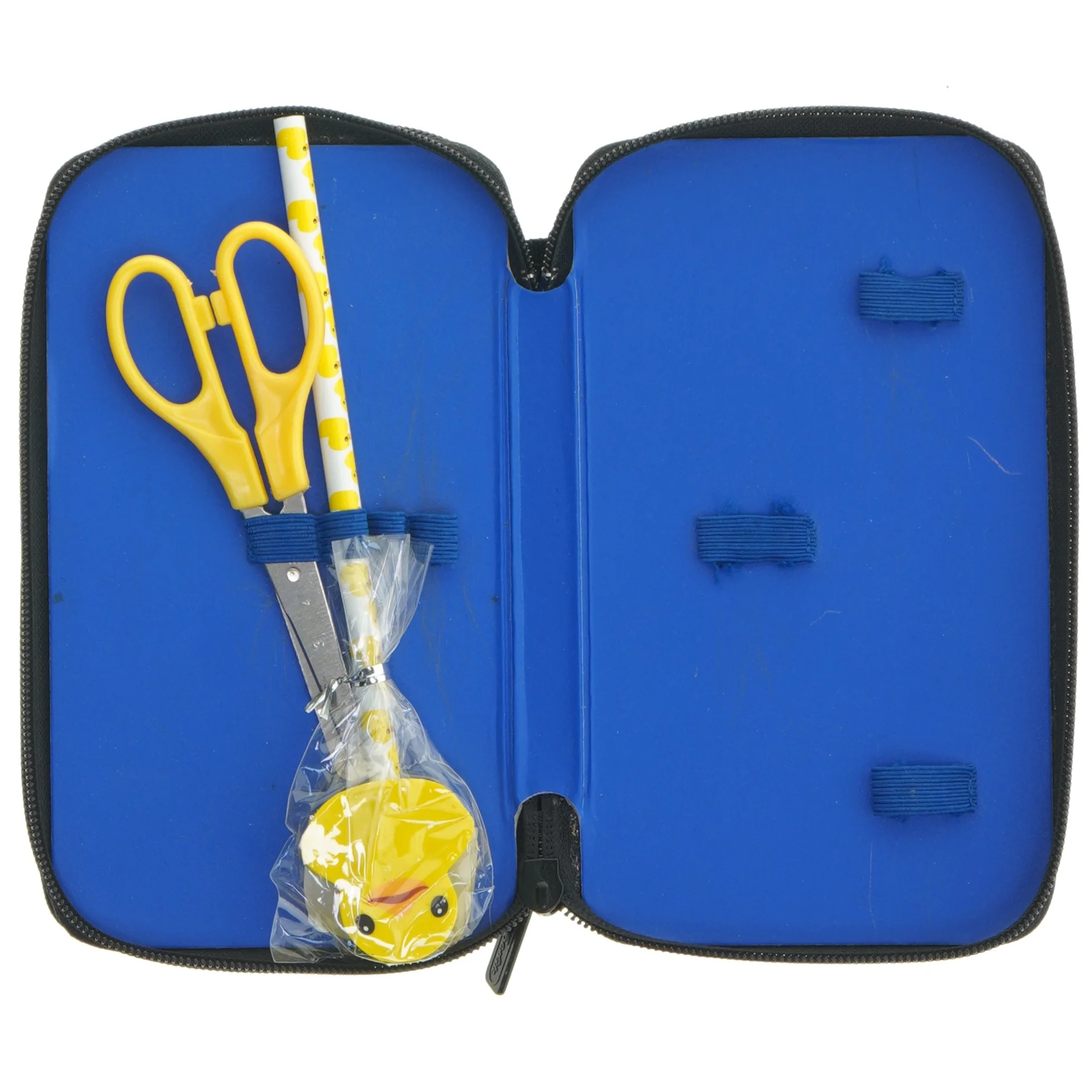 Blå penalhus med saks og blyant (str. 20x12,5 cm)