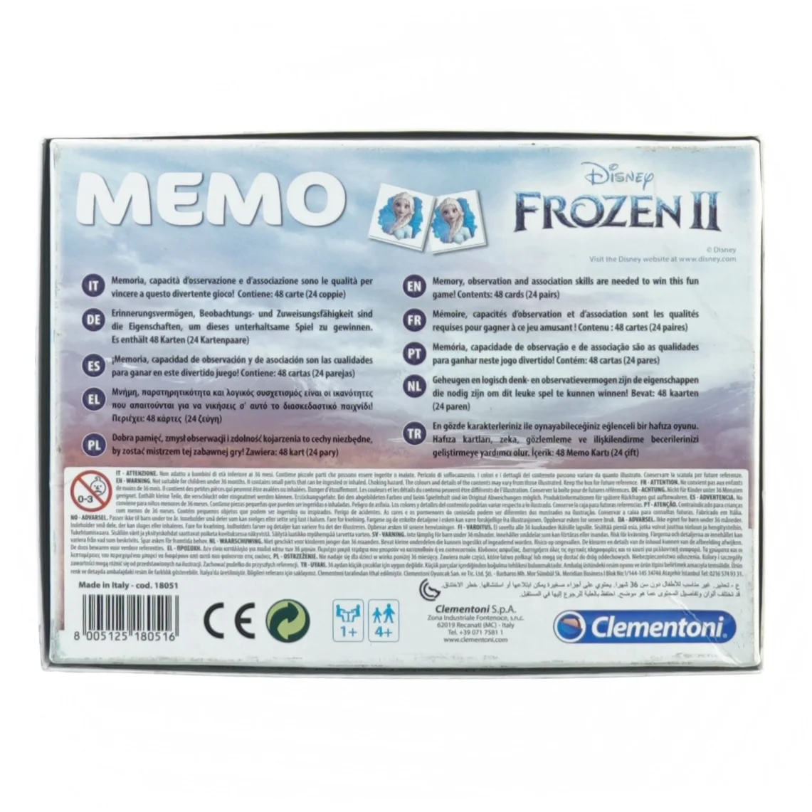 Memo, FROZEN II fra Clementoni (str. 20 x 15 cm)