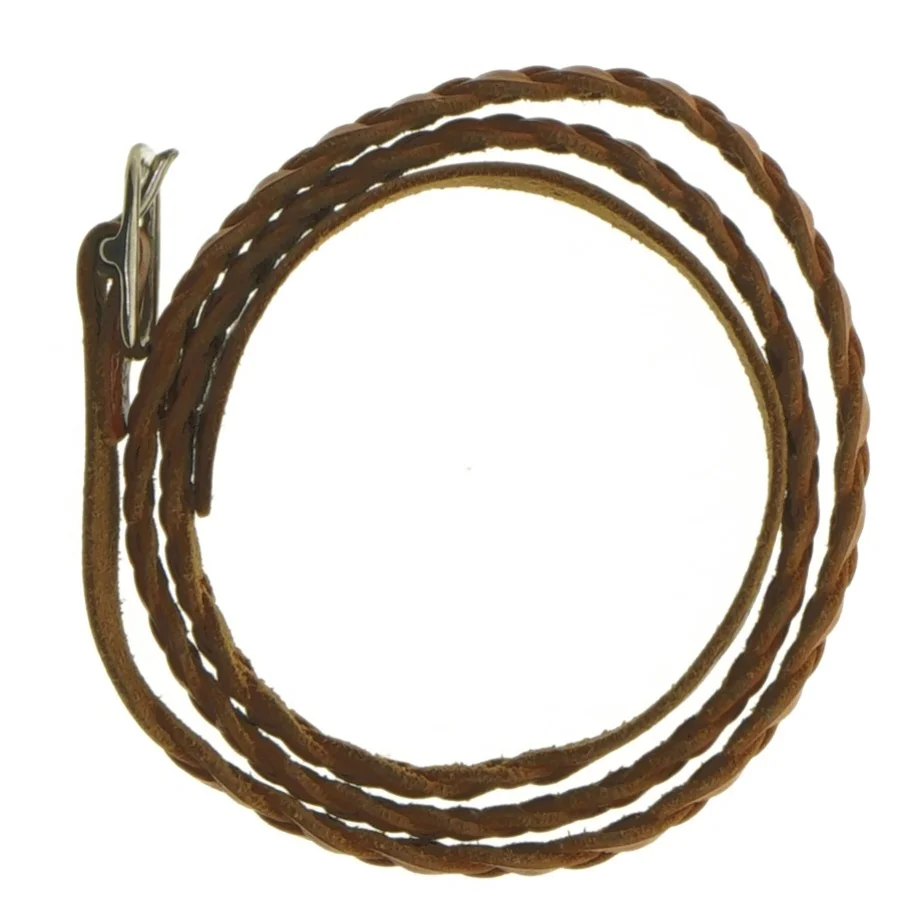 Flettet læderbælte (str. 75 cm)