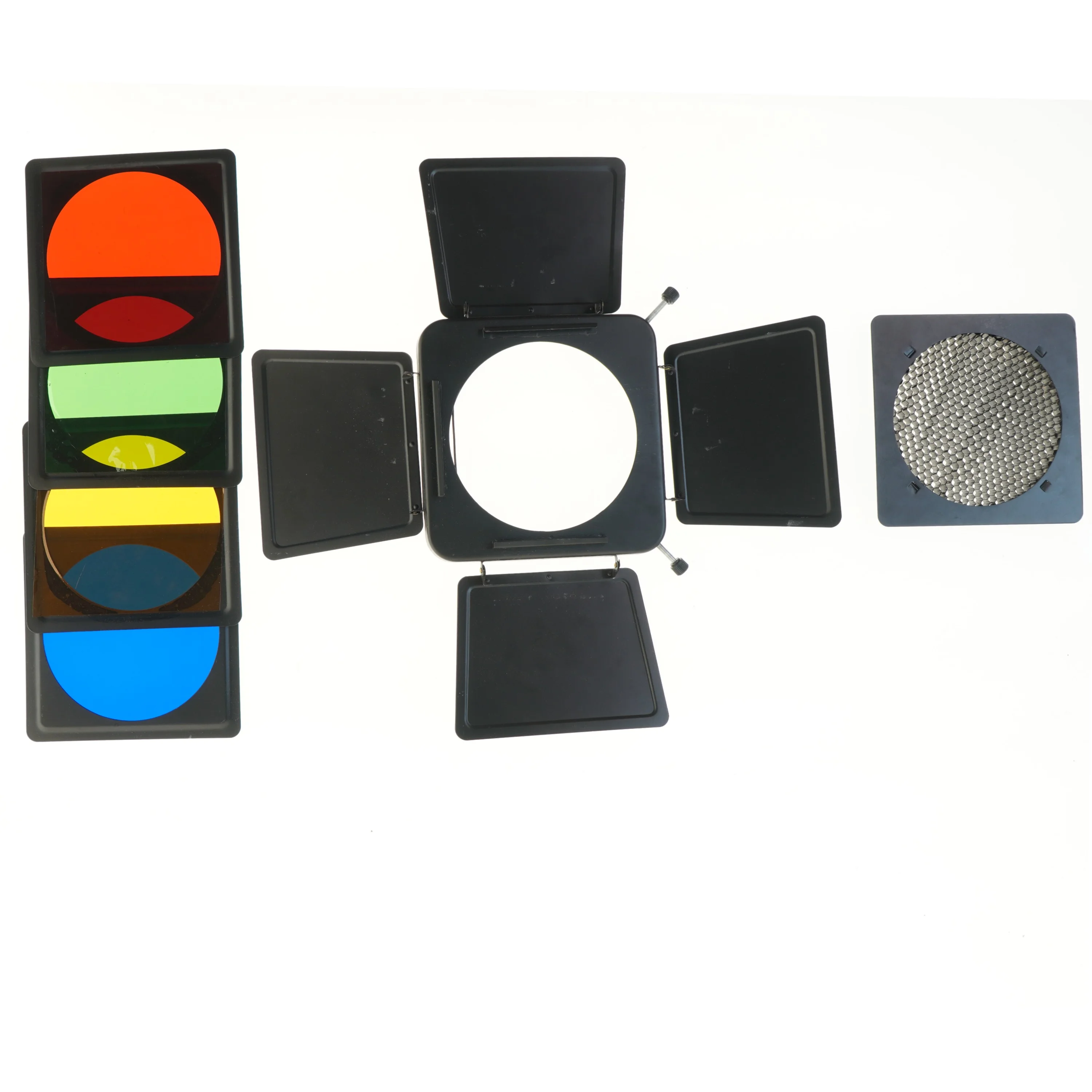 Farvefiltre 21,5 cm, barndoor og honeycomb