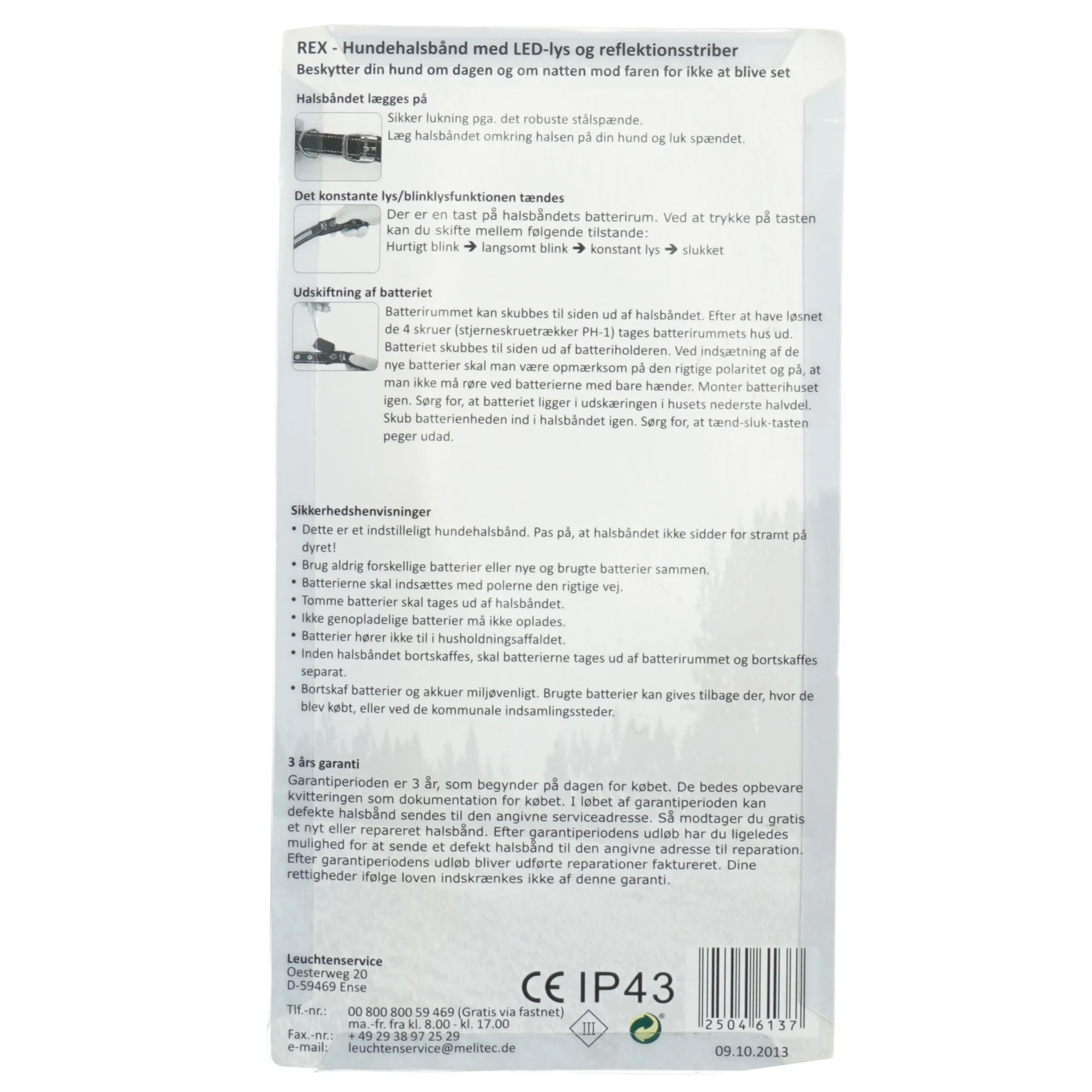 Reflekshalsbånd med LED-lys fra REX (str. 40-60x2,5 cm)