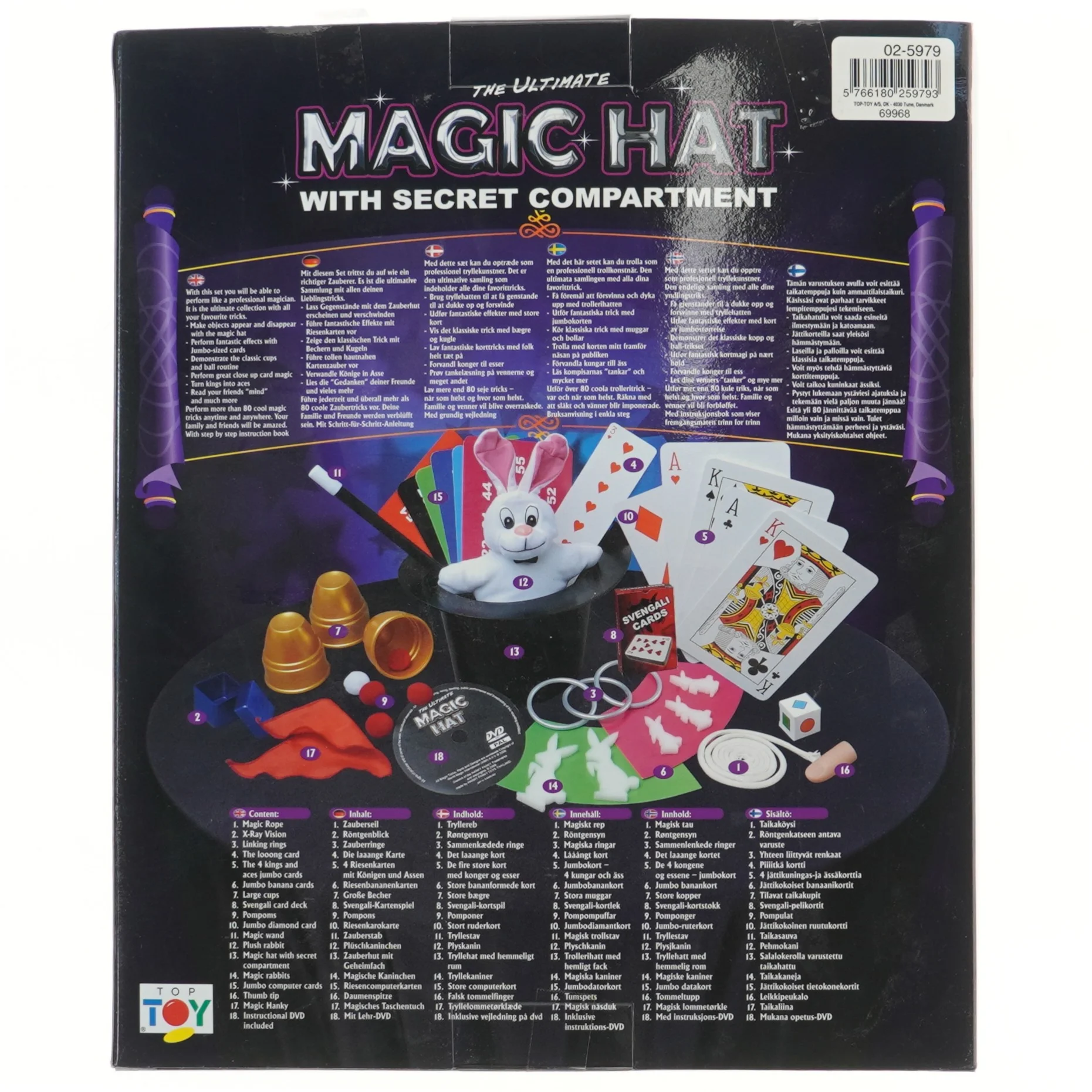 Magisk hatte-sæt med hemmeligt rum