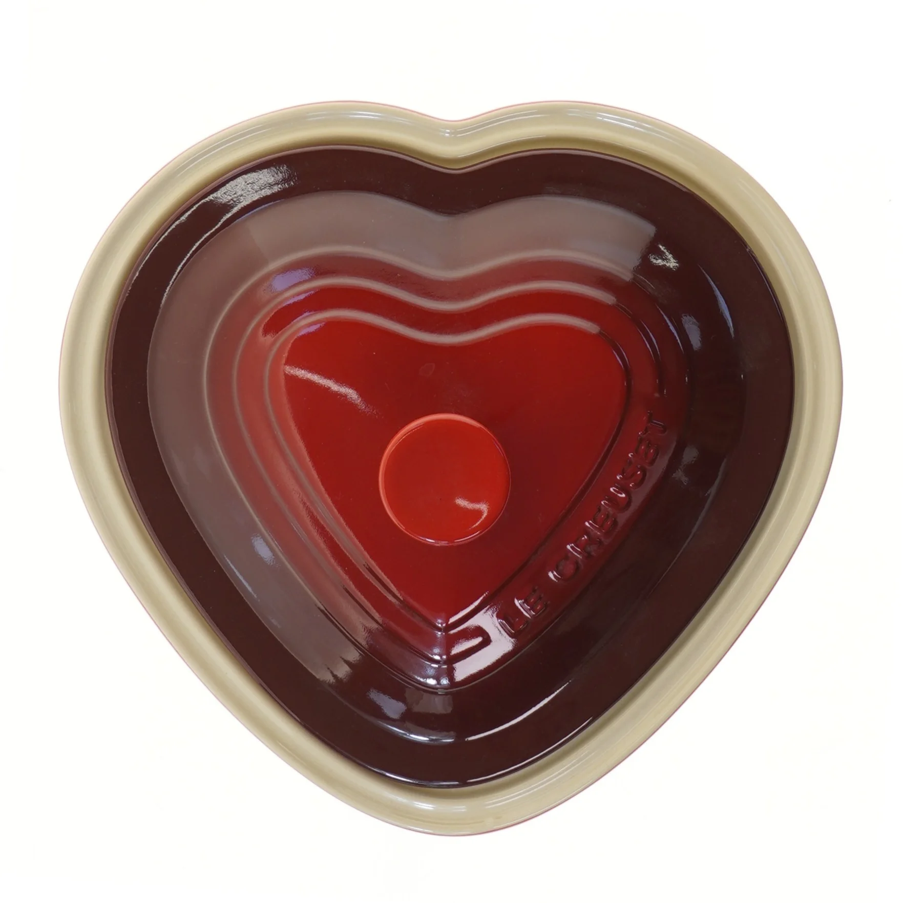 Hjerteformet fad med låg fra Le Creuset (str. 28,5 cm)