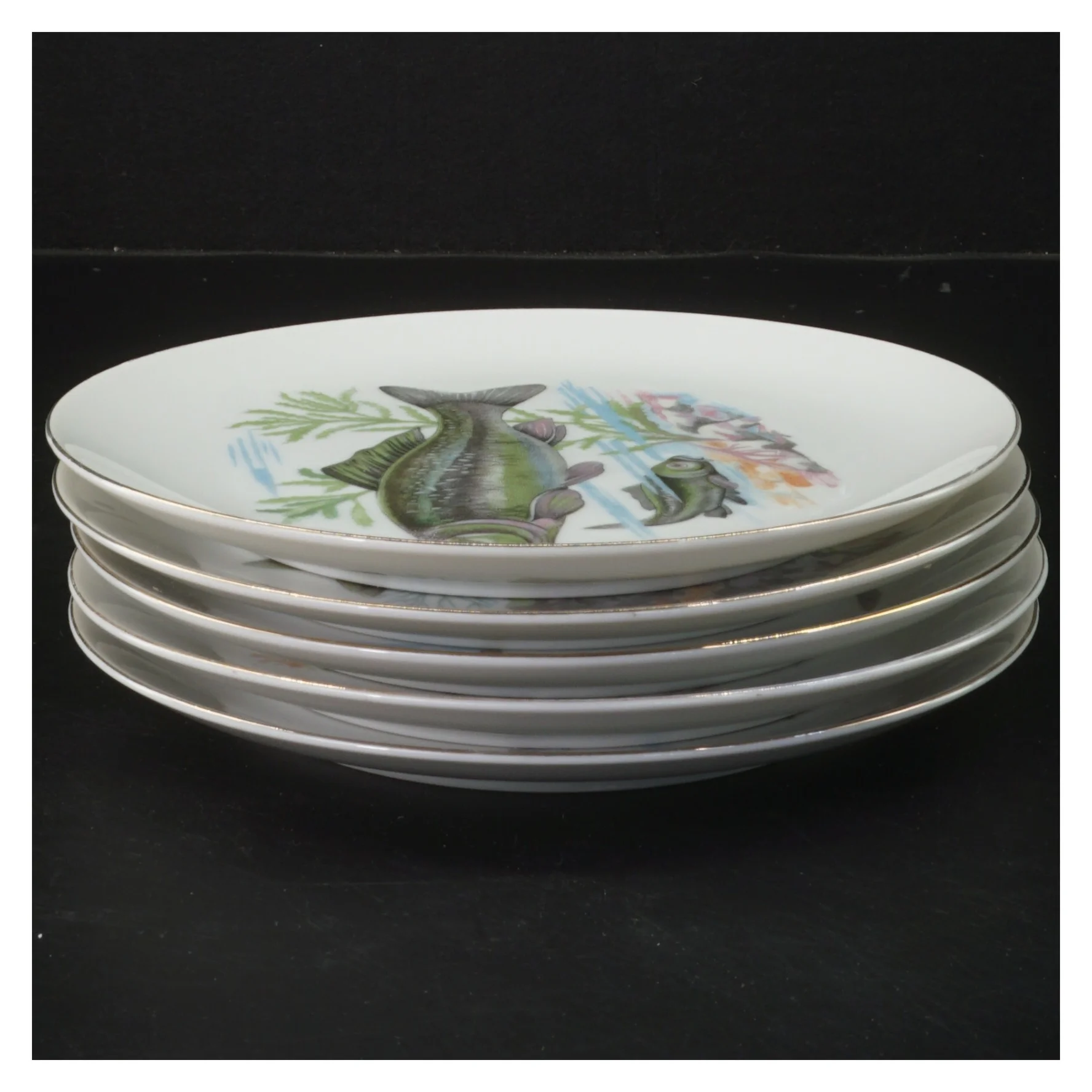 Fiskem&oslash;nstrede tallerkener, 5 styk (str. 5 styk, &oslash; 18,5 cm)