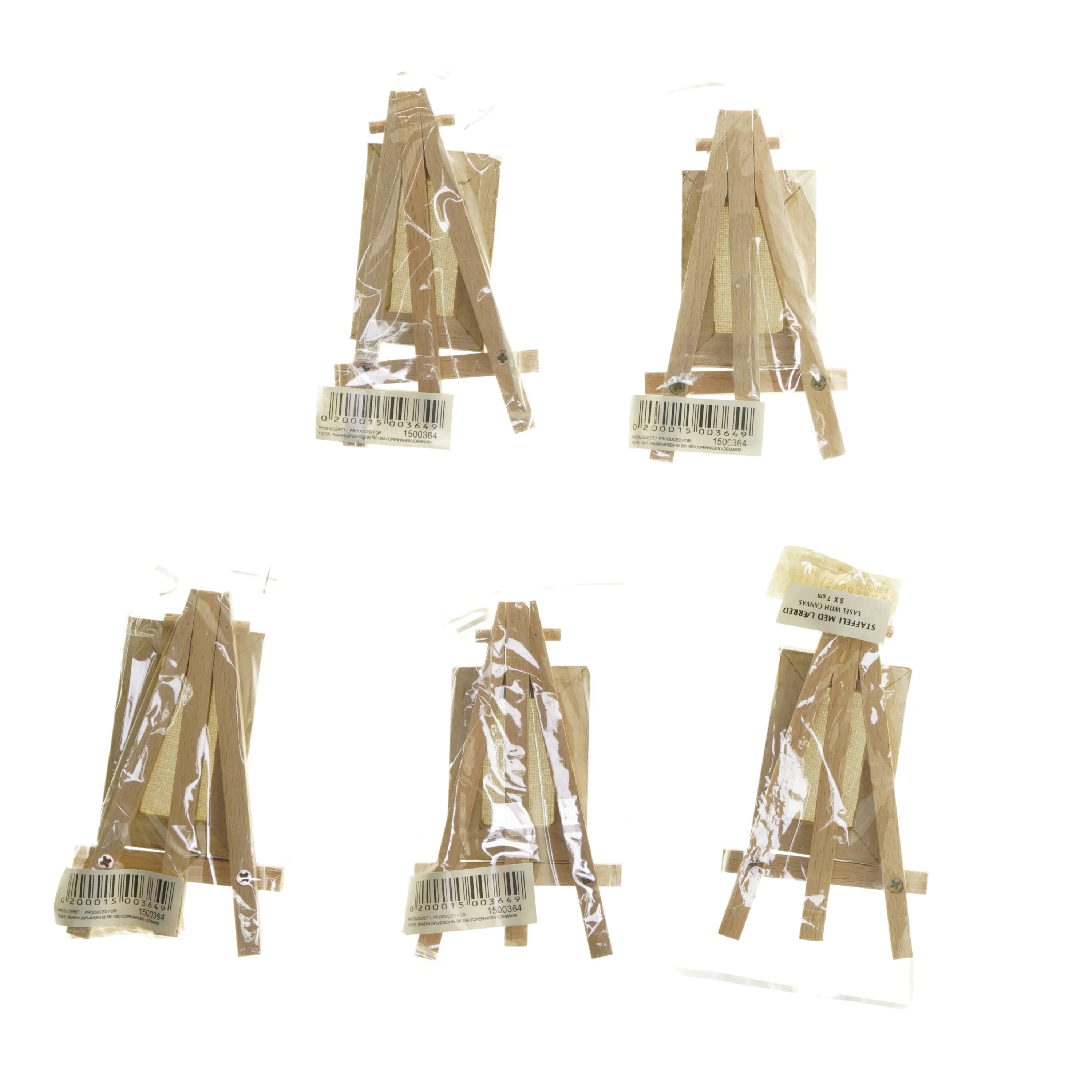 Mini staffeli/bordkort med lærred (str. 5 stk 5x8 cm)