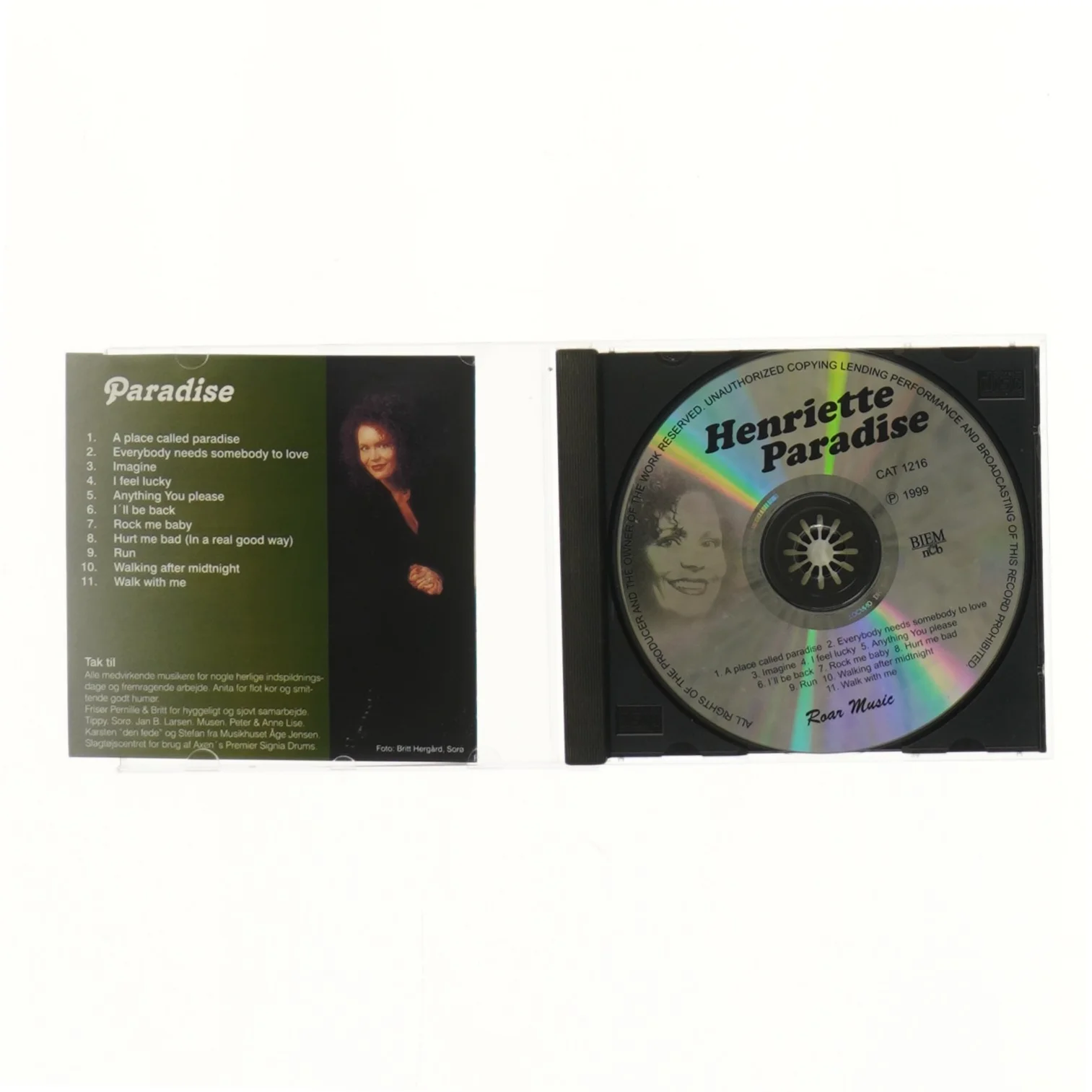 Henriette Paradise musik CD fra Roar Music (str. 12,5x14 cm)