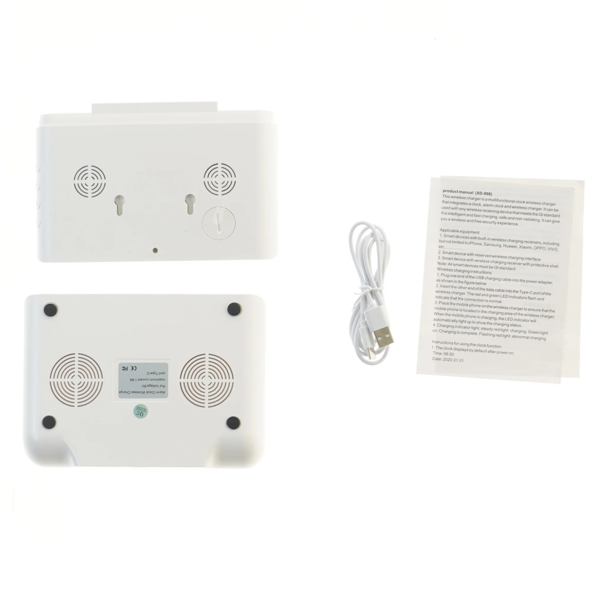 Trådløs oplader og ur (str. 17,5x12,5 cm)