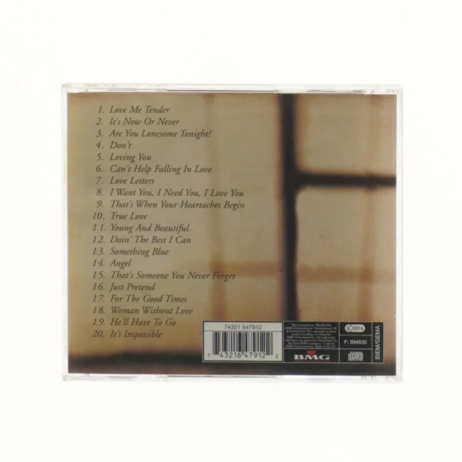 Elvis Presley CD: Love Songs fra Camden (str. 12,5x14 cm)