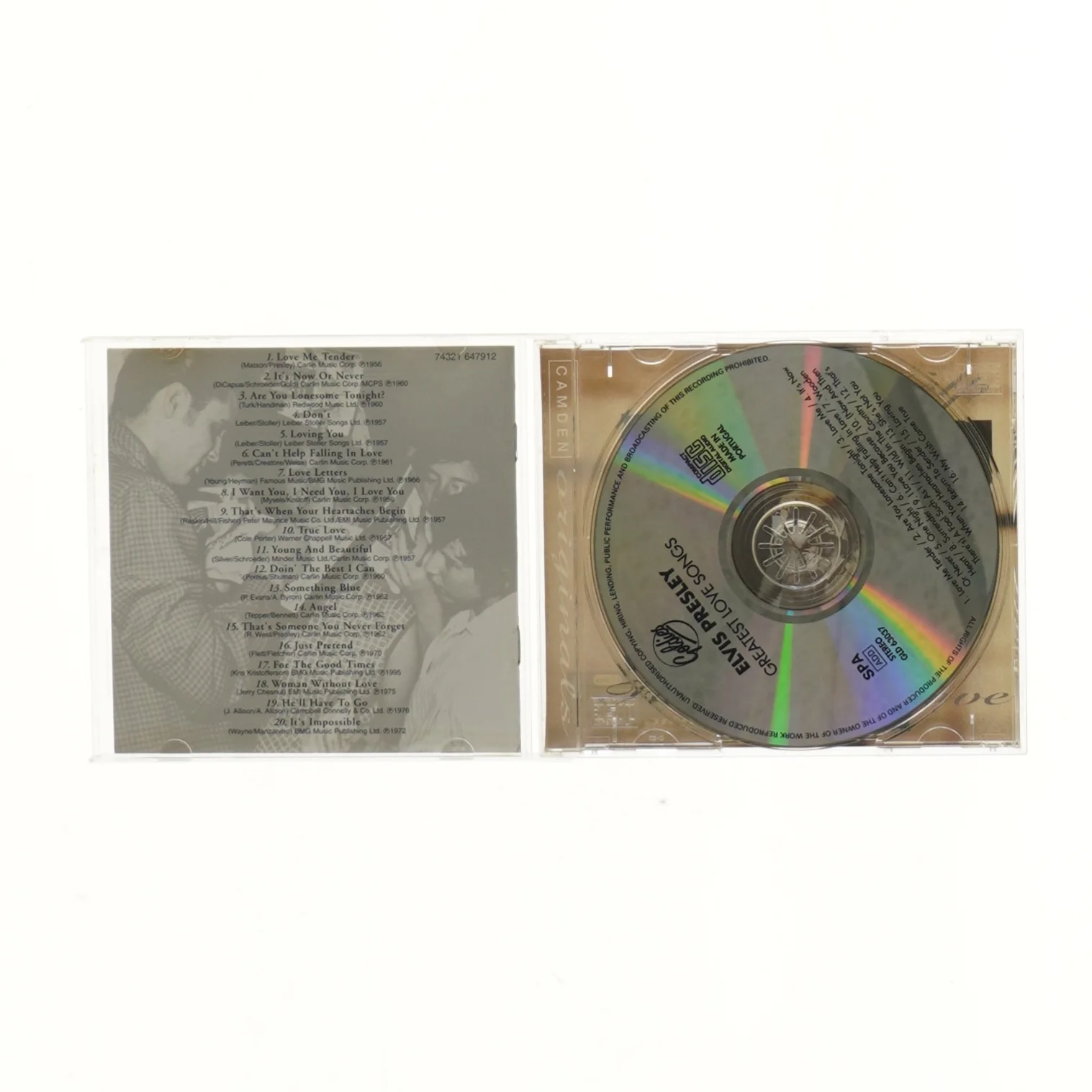 Elvis Presley CD: Love Songs fra Camden (str. 12,5x14 cm)