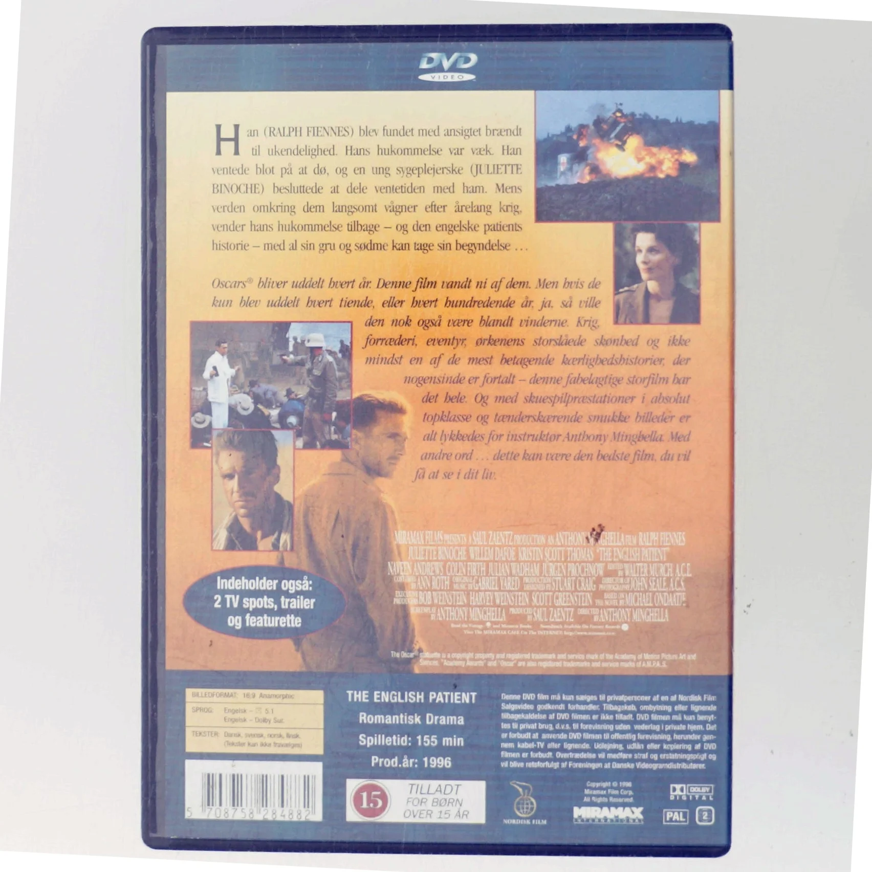 DEN ENGELSKE PATIENT med Ralph Fiennes (DVD)