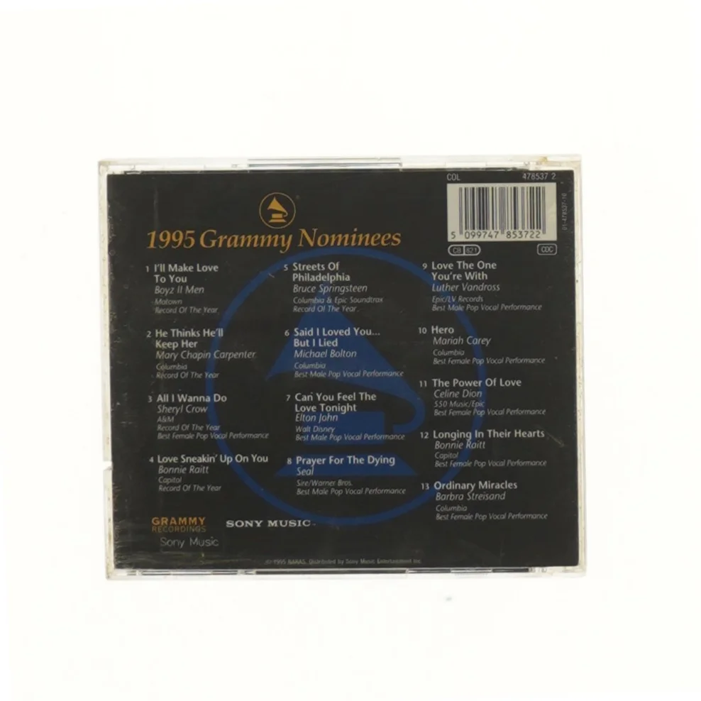 CD: Grammy Nominees 1995 fra Sony Music (str. 12,5x14 cm)