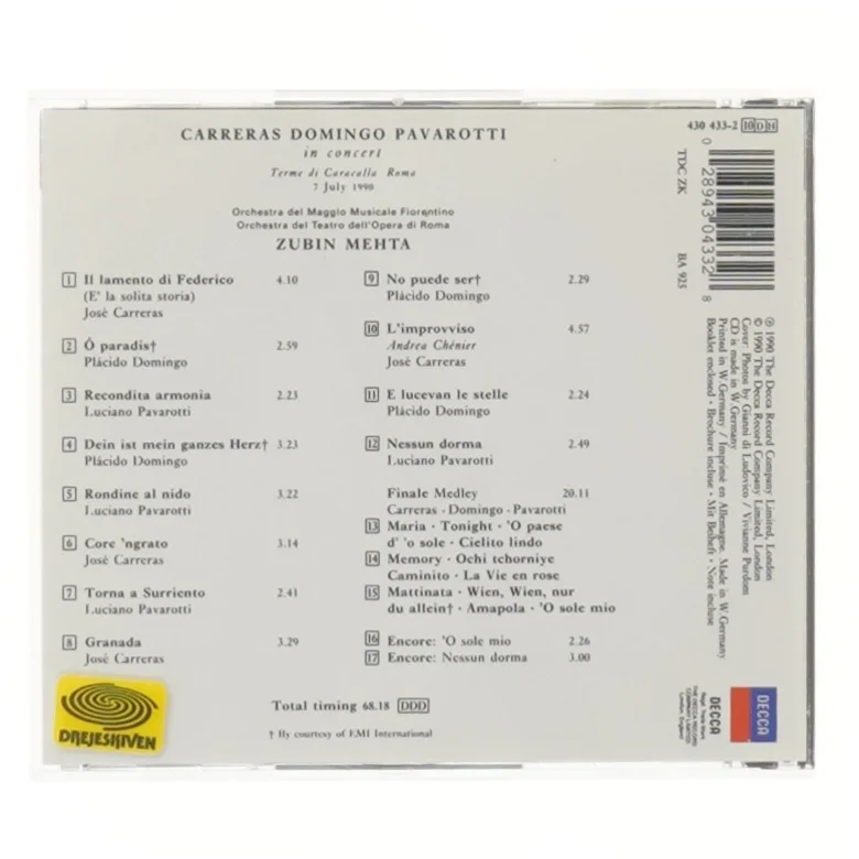 Carreras Domingo Pavarotti - In Concert CD
