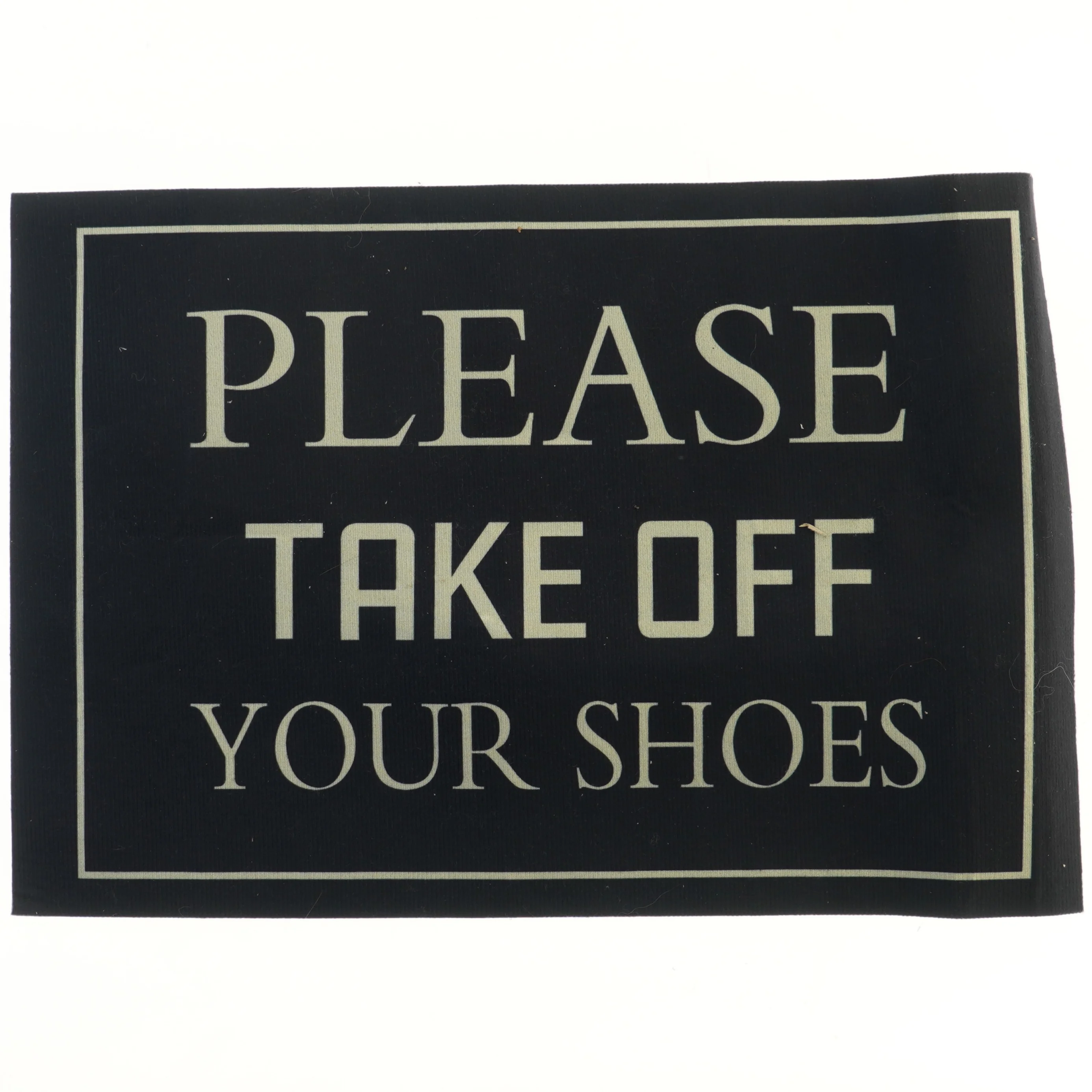 Skilt med tekst 'Please take off your shoes' (str. 57,5x39 cm)
