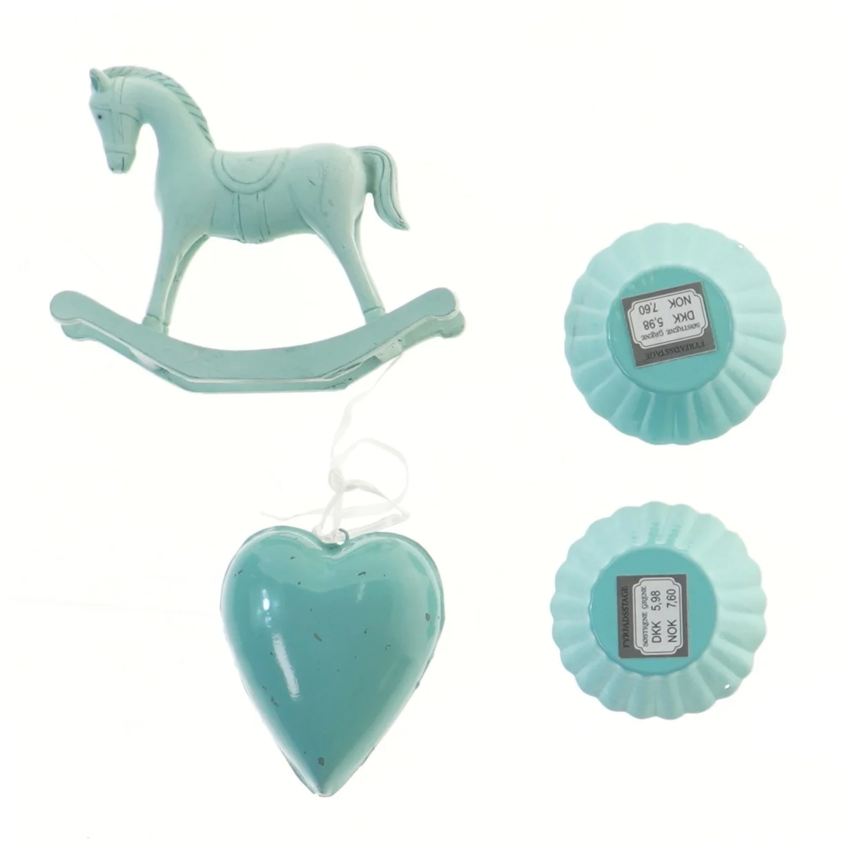 Dekorativ hest og hjerte med fyrfadslys fra Søstrene Grene (str. 8, 13 og 6,5 cm)