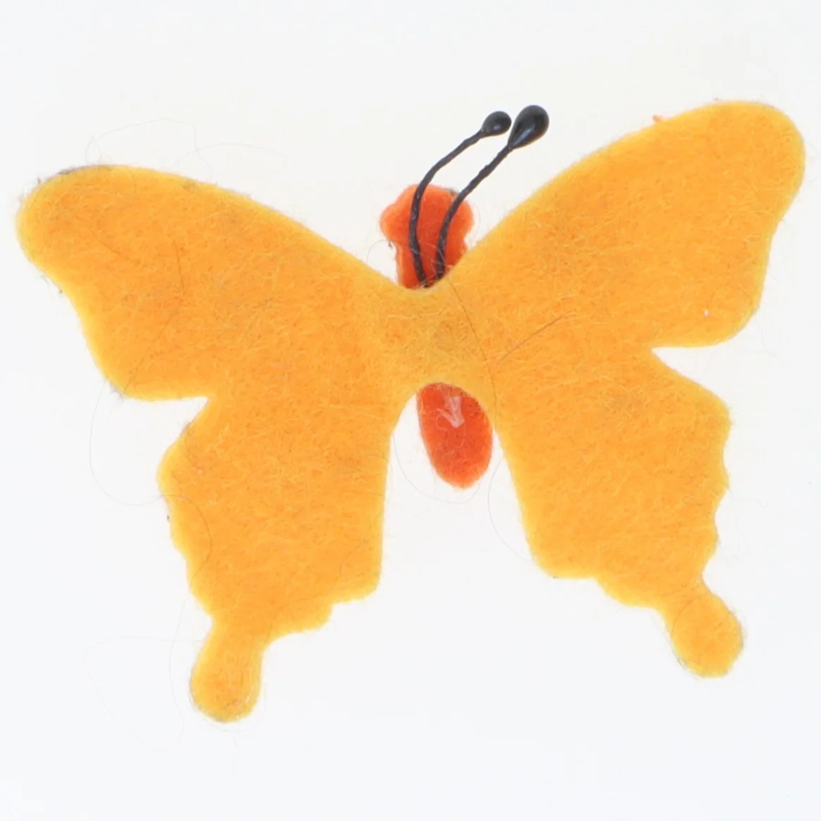 Orange filt sommerfugl dekoration (str. 7x5 cm)