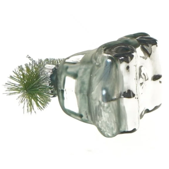 Glass bildekoration med grantræ (str. 7x7x4 cm)