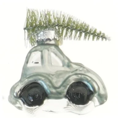 Glass bildekoration med grantræ (str. 7x7x4 cm)