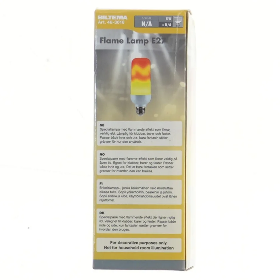 Flammelampe E27 fra Biltema