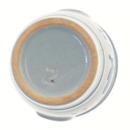 Lille keramikvase med blå blomstermotiv (str. Ø 7,5 cm, 6 cm)