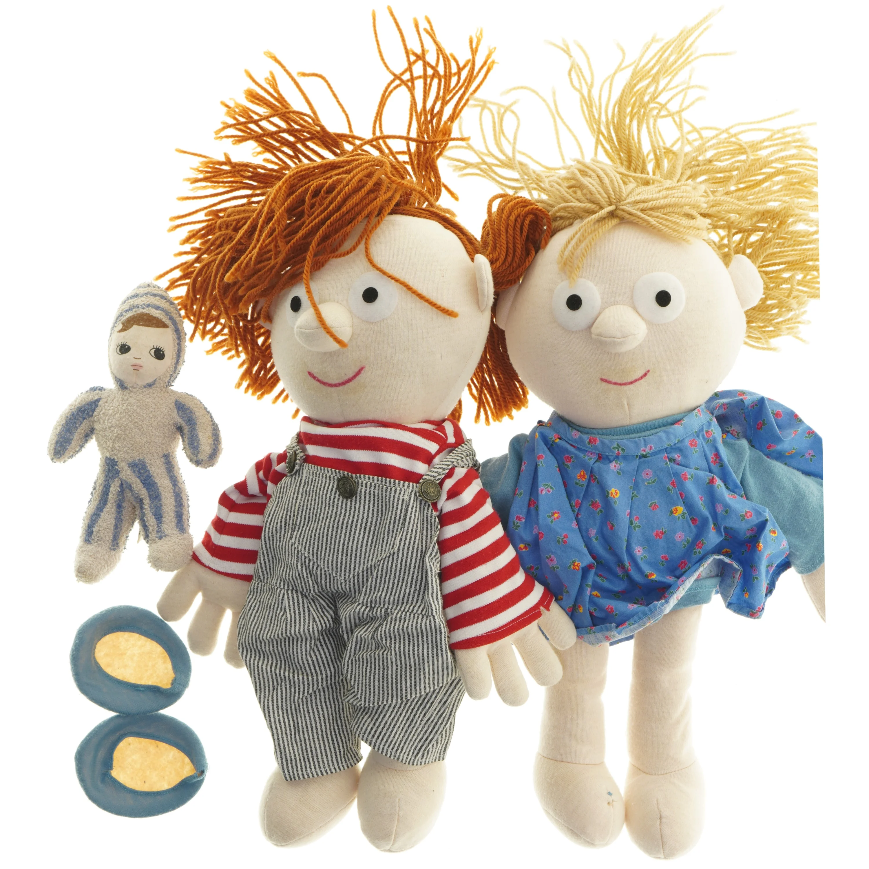 Sæt af tre tøjdyr (str. 20-43 cm)