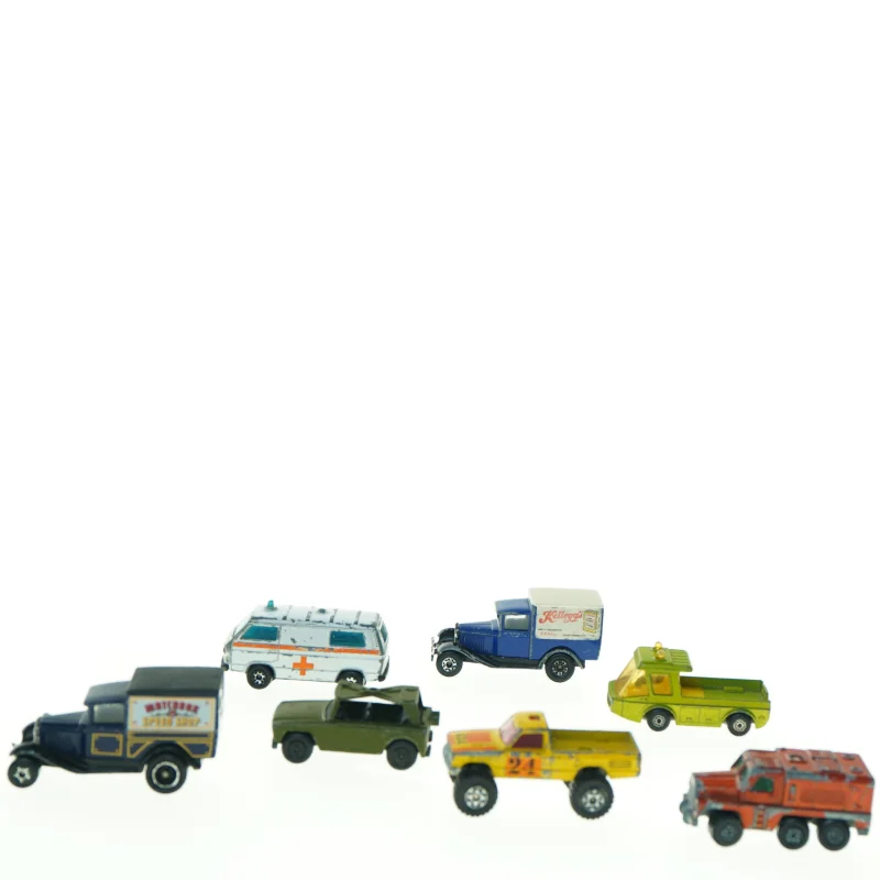 Samling af vintage legetøjsbiler (str. 7 x 3 cm)