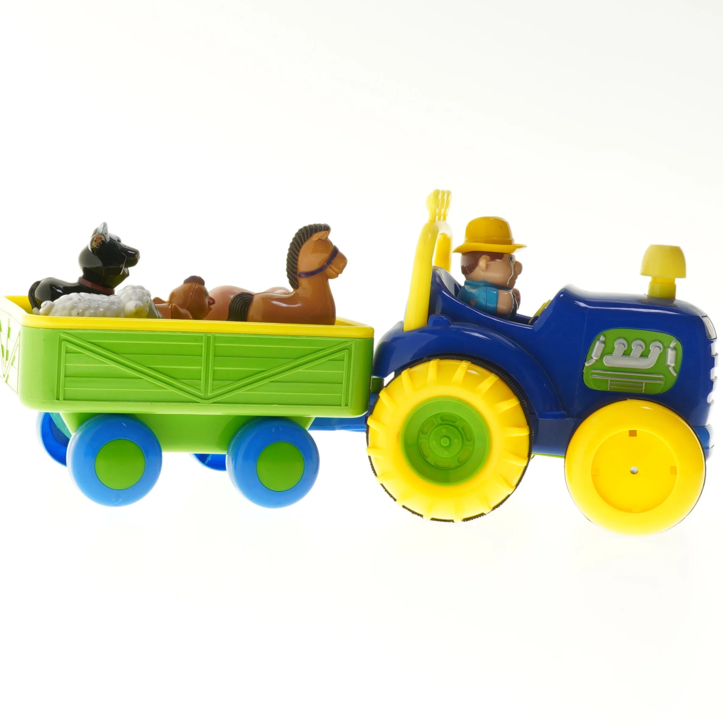 Legetøjstraktor med vogn og figurer (str. 40 cm)