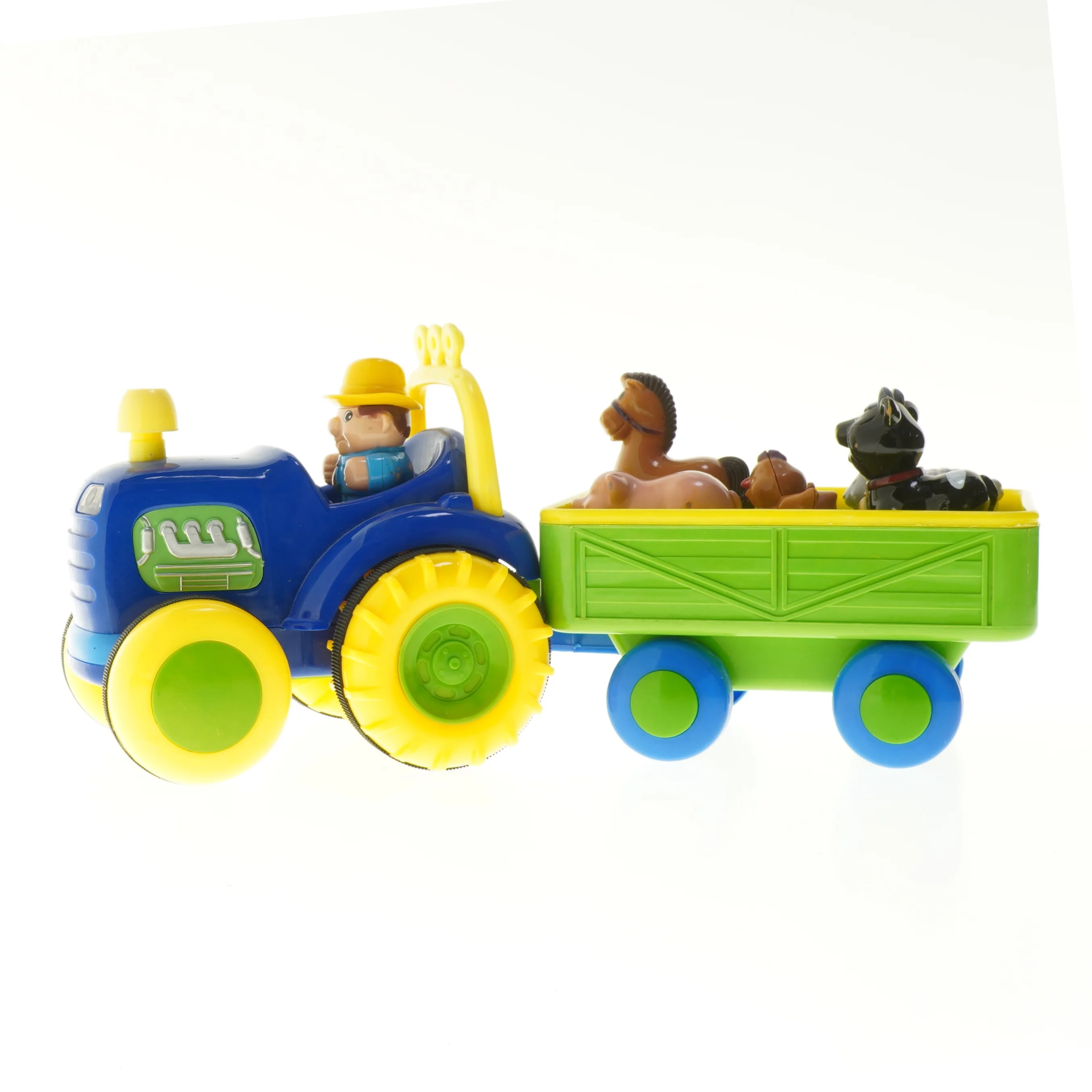 Legetøjstraktor med vogn og figurer (str. 40 cm)