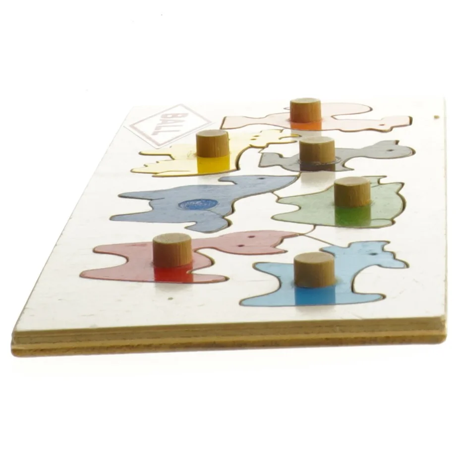 Træpuslespil med farverige dyr (str. 25x10 cm)