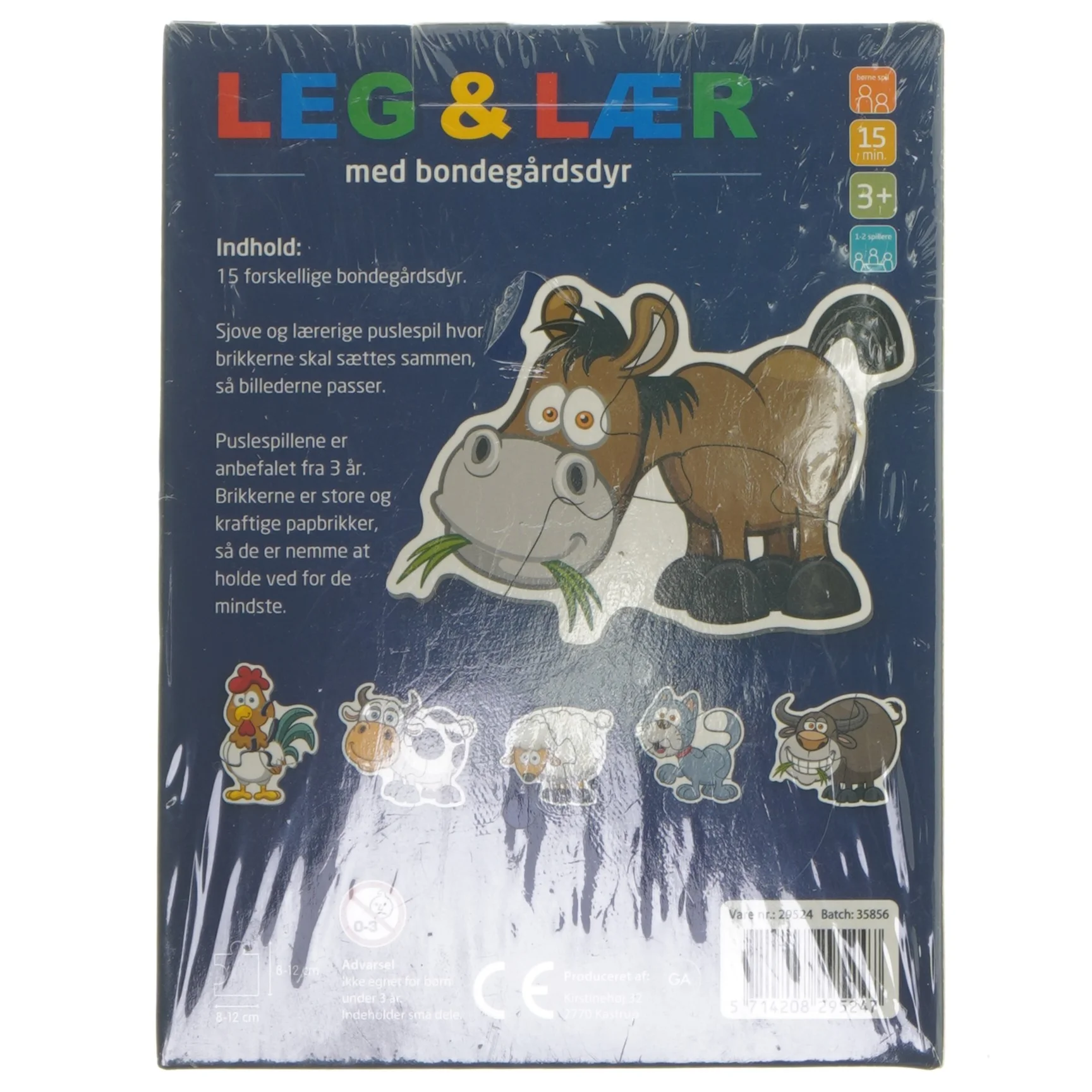 Leg & Lær bondegårdsdyr puslespil (str. 19x14 cm)