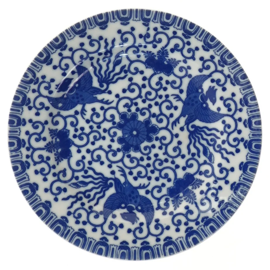 Blå mønstrede tallerkener (str. ø 17,5 cm, 4 styk cm)