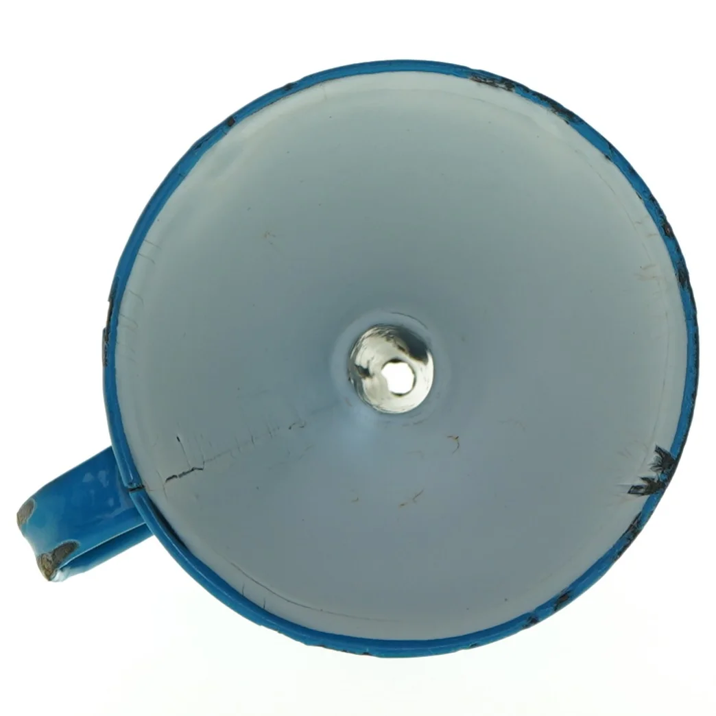 Blå emaljeret tragt (str. H. 14 cm. ø. 10 cm)